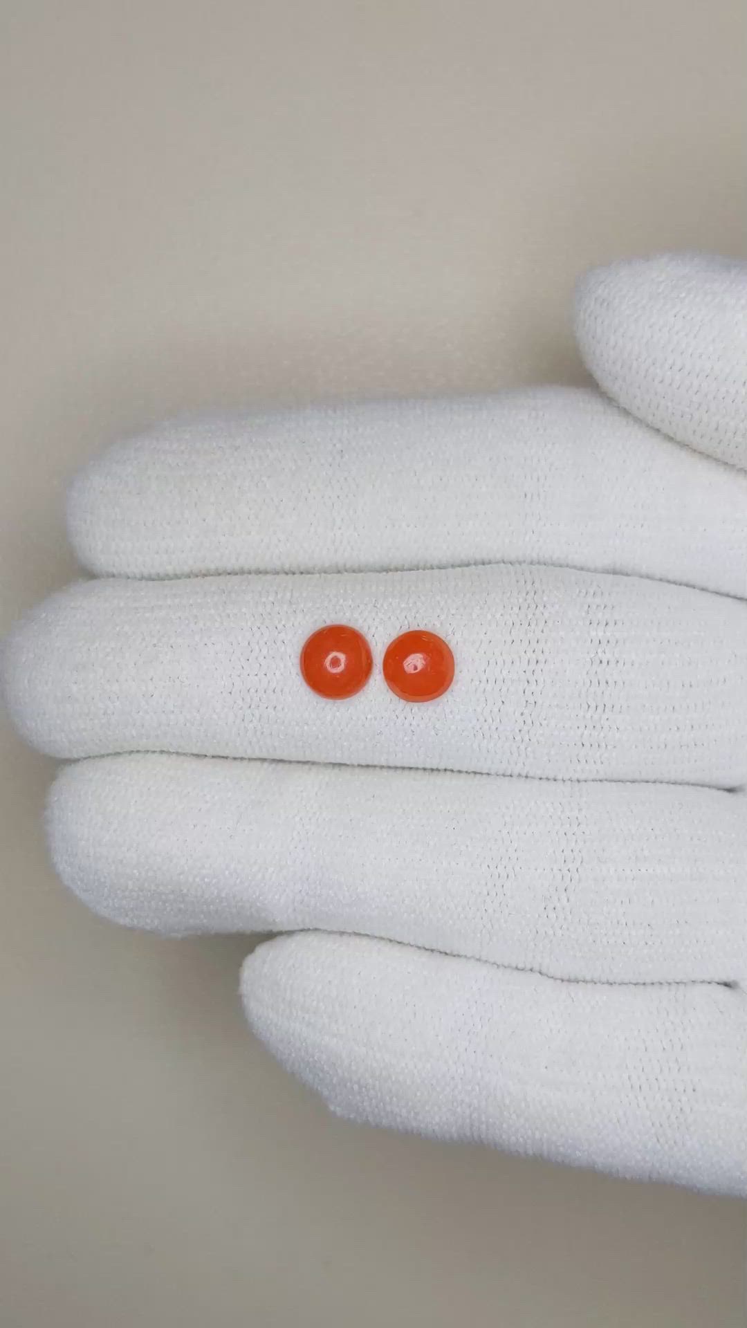 0.92&nbsp;Ct.Tw.Total Carat Weight Cabochon Coral Pair from Italy Size Video