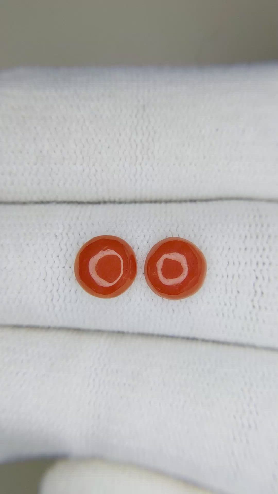 1.62 Ct.Tw.Total Carat Weight Cabochon Coral Pair from Italy Size Video