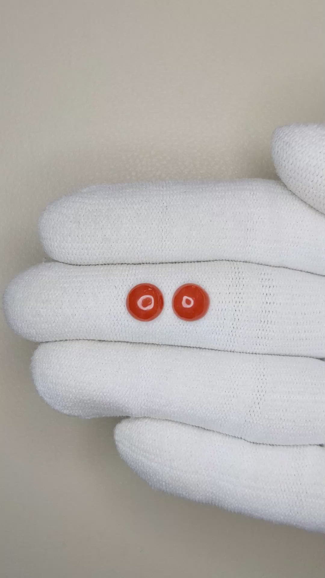 1.34&nbsp;Ct.Tw.Total Carat Weight Cabochon Coral Pair from Italy Size Video