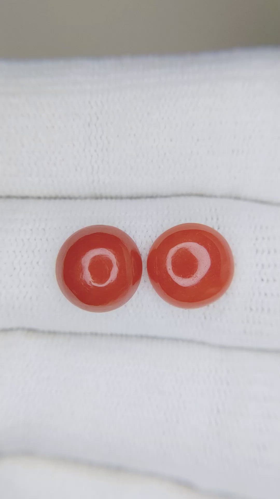 4.49&nbsp;Ct.Tw.Total Carat Weight Cabochon Coral Pair from Italy Size Video