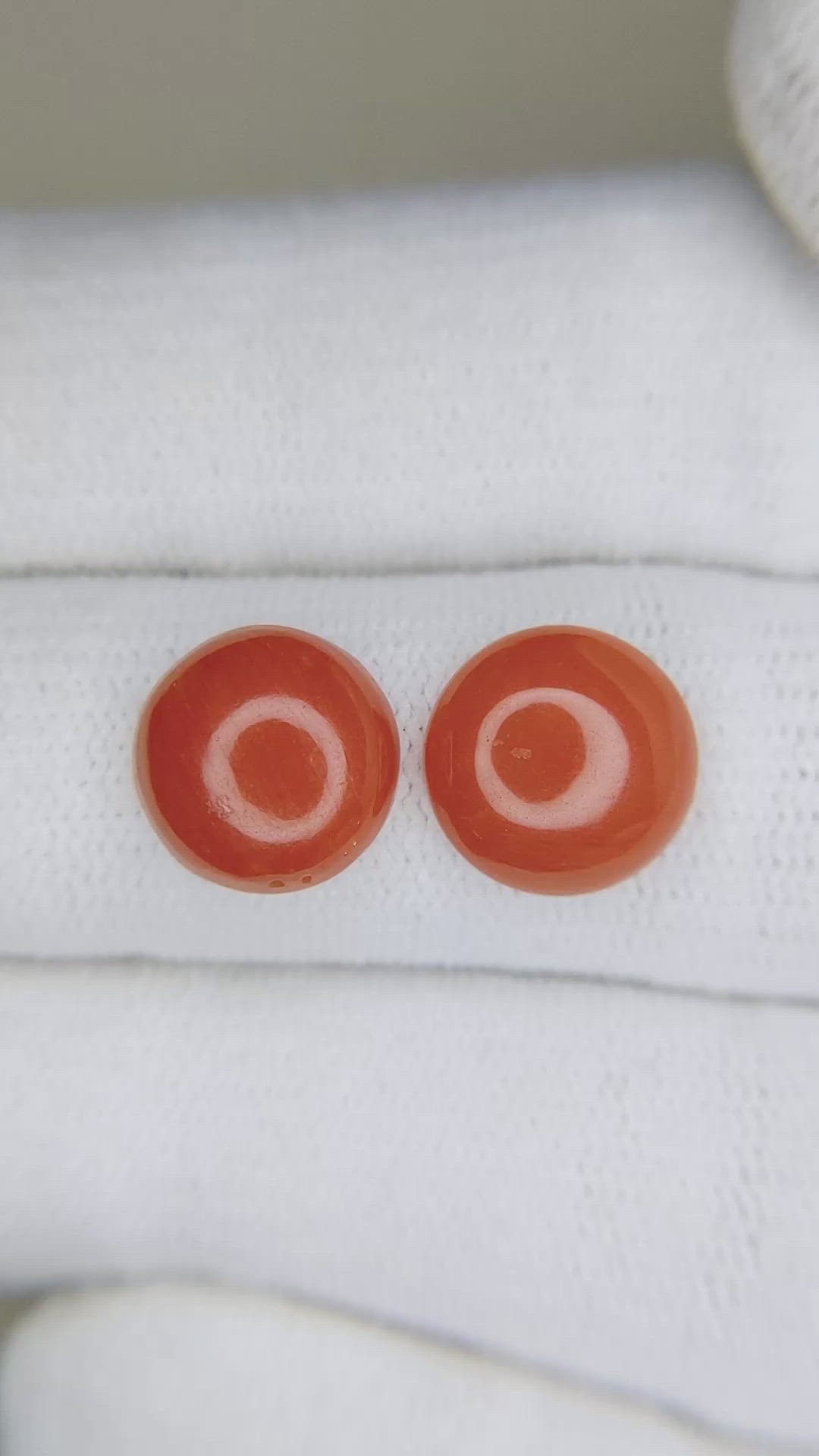 4.96&nbsp;Ct.Tw.Total Carat Weight Cabochon Coral Pair from Italy Size Video