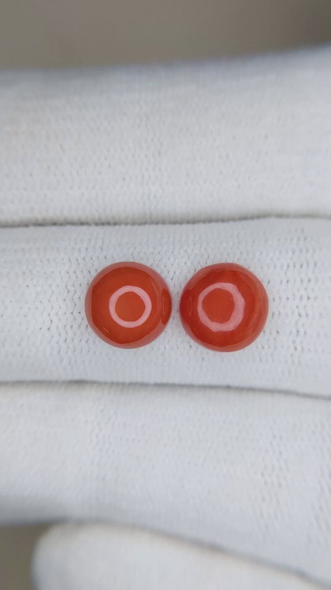 3.15&nbsp;Ct.Tw.Total Carat Weight Cabochon Coral Pair from Italy Size Video