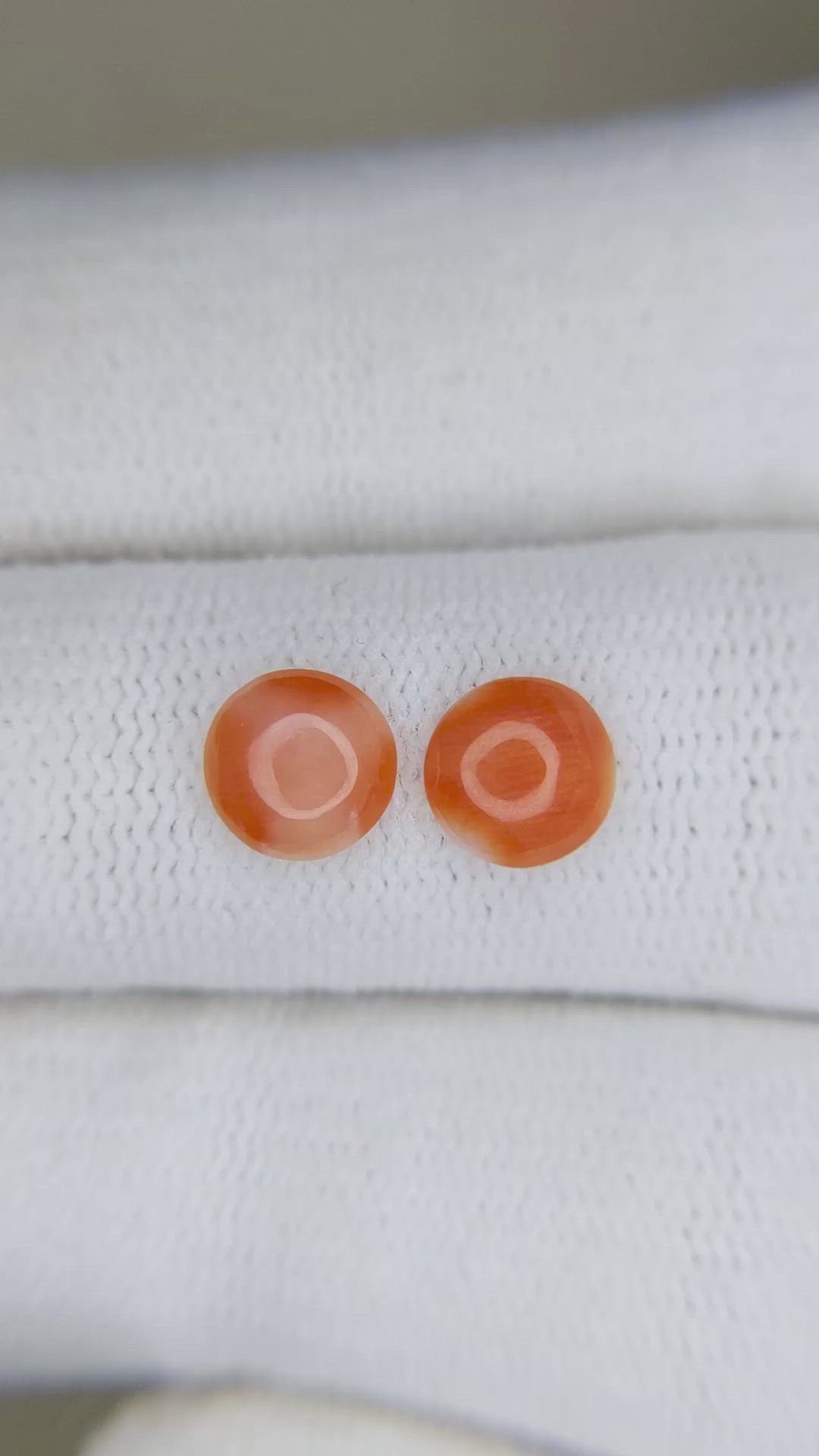 1.07&nbsp;Ct.Tw.Total Carat Weight Cabochon Coral Pair from Italy Size Video