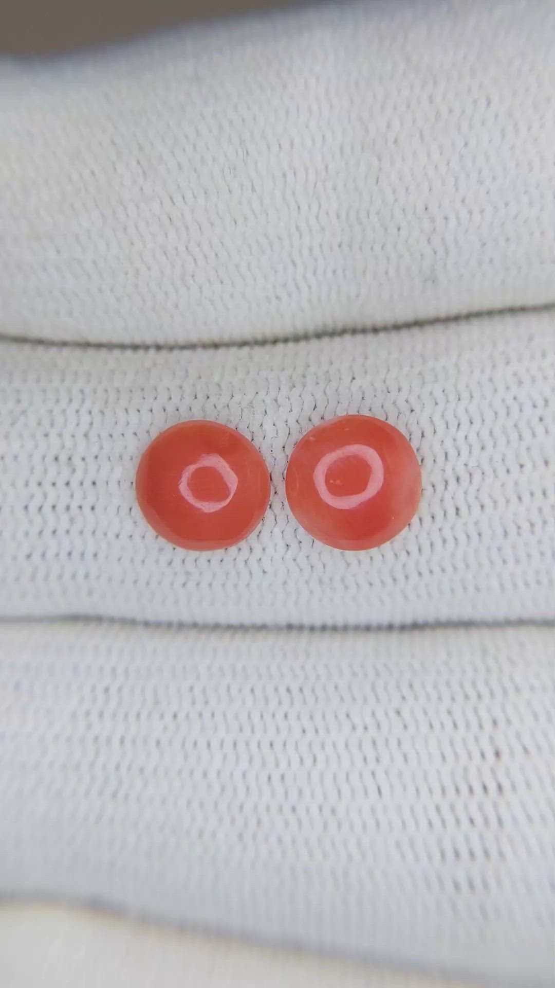 1.62&nbsp;Ct.Tw.Total Carat Weight Cabochon Coral Pair from Italy Size Video