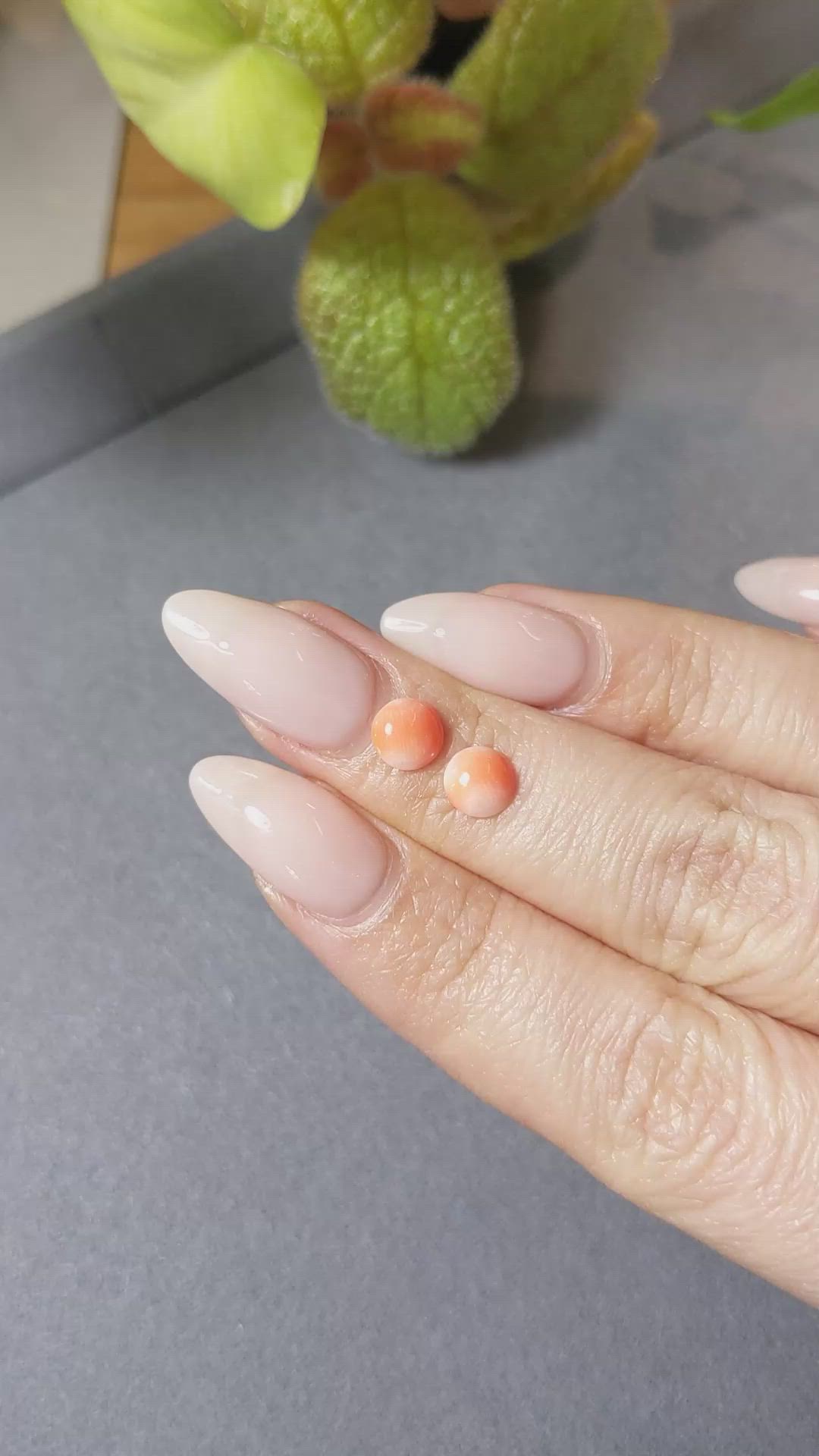 1.13&nbsp;Ct.Tw.Total Carat Weight Cabochon Coral Pair from Italy Size Video