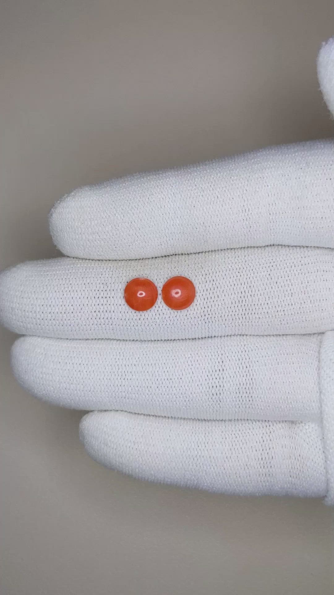 1.16 Ct.Tw.Total Carat Weight Cabochon Coral Pair from Italy Size Video