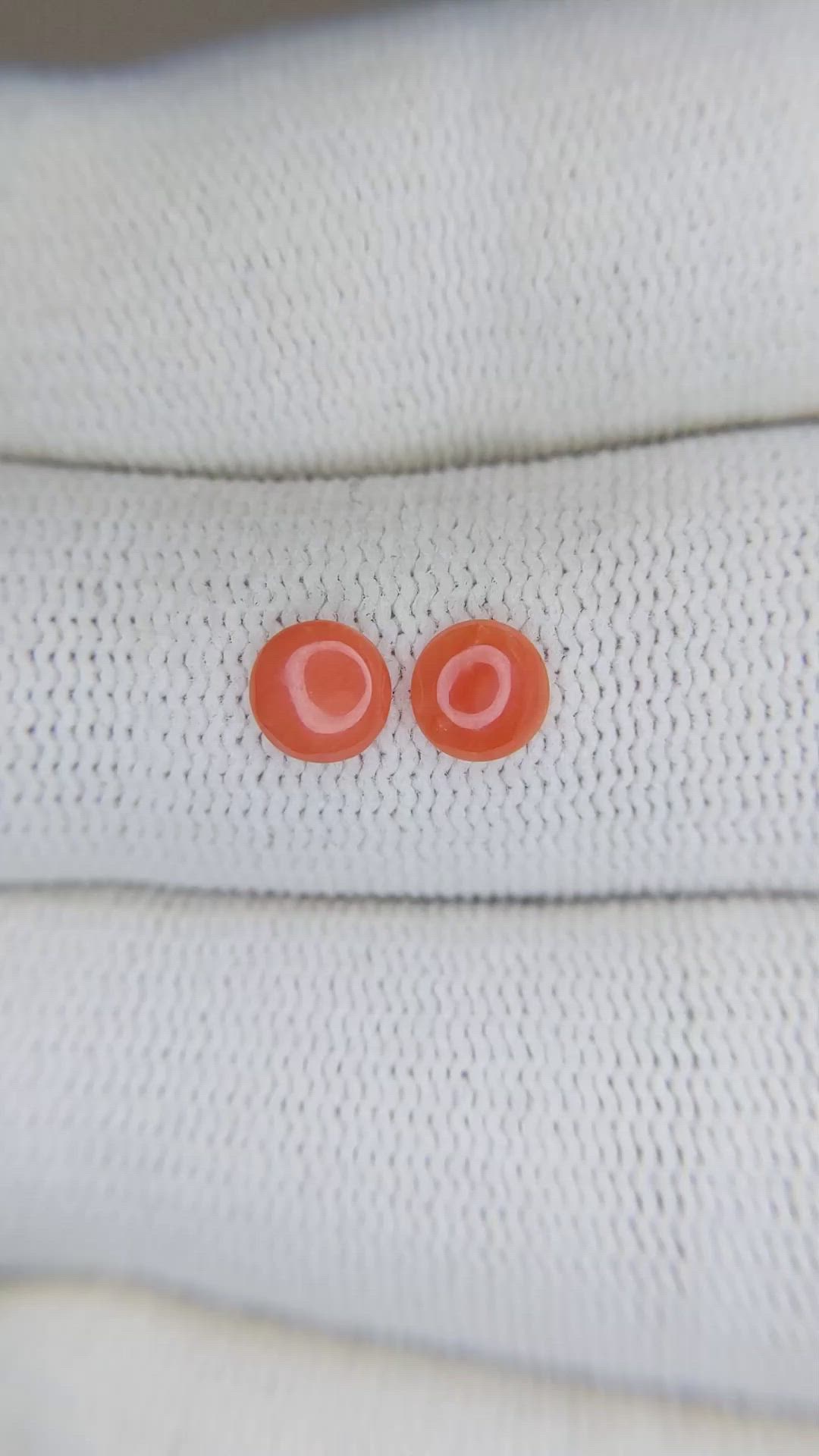 0.57&nbsp;Ct.Tw.Total Carat Weight Cabochon Coral Pair from Italy Size Video