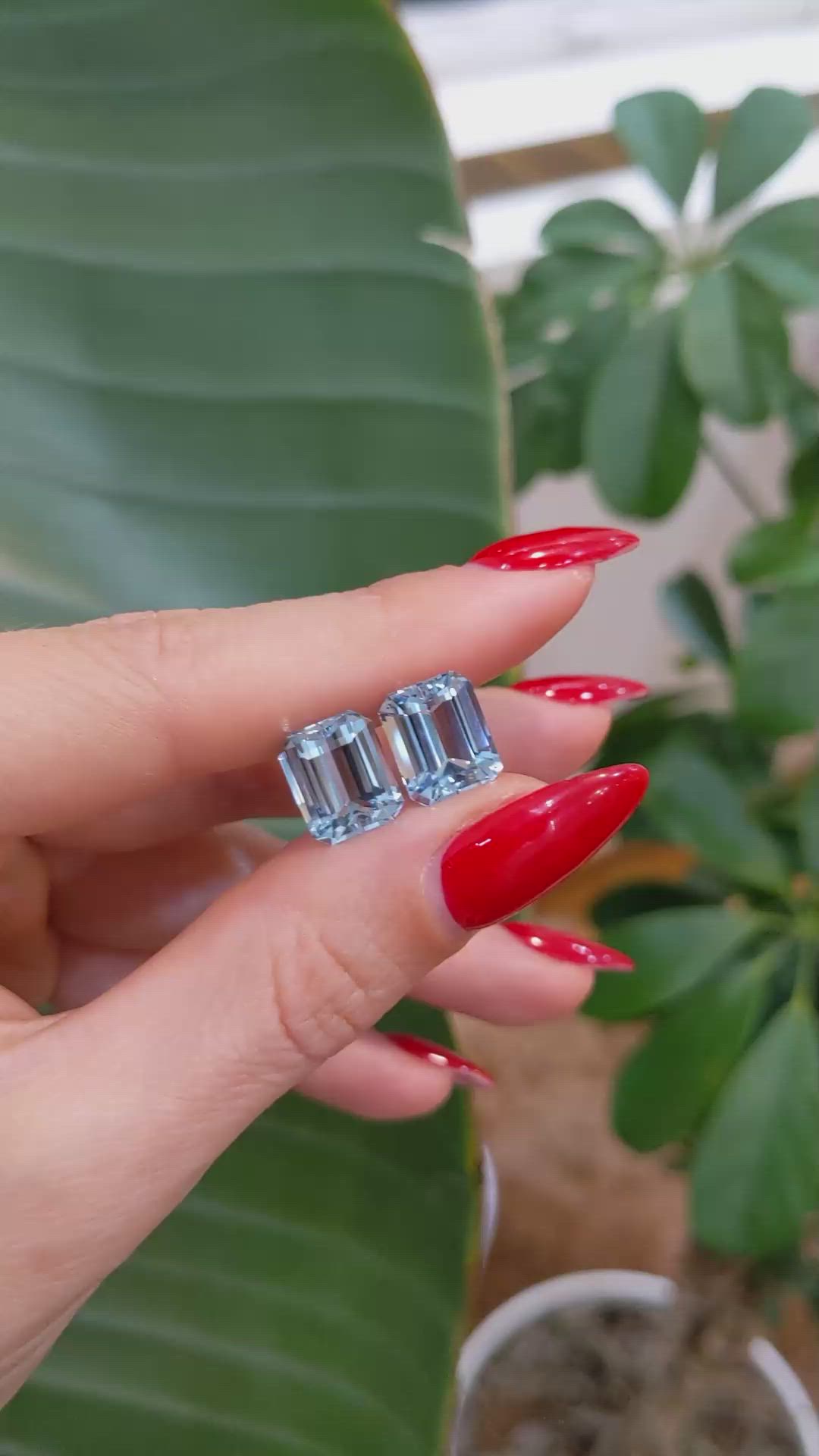 7.79 Ct.Tw.Total Carat Weight Aquamarine Pair from Mozambique Size Video