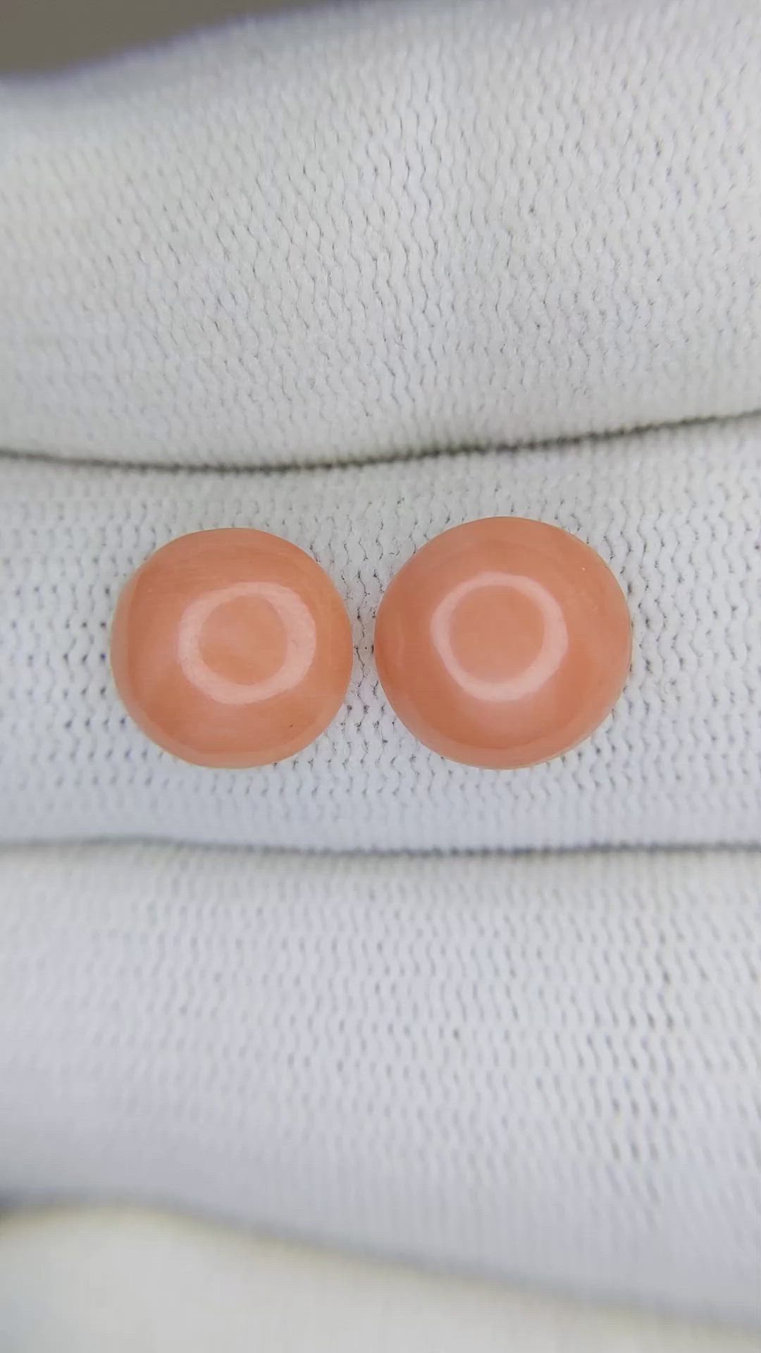 4.54 Ct.Tw.Total Carat Weight Cabochon Coral Pair from Italy Size Video