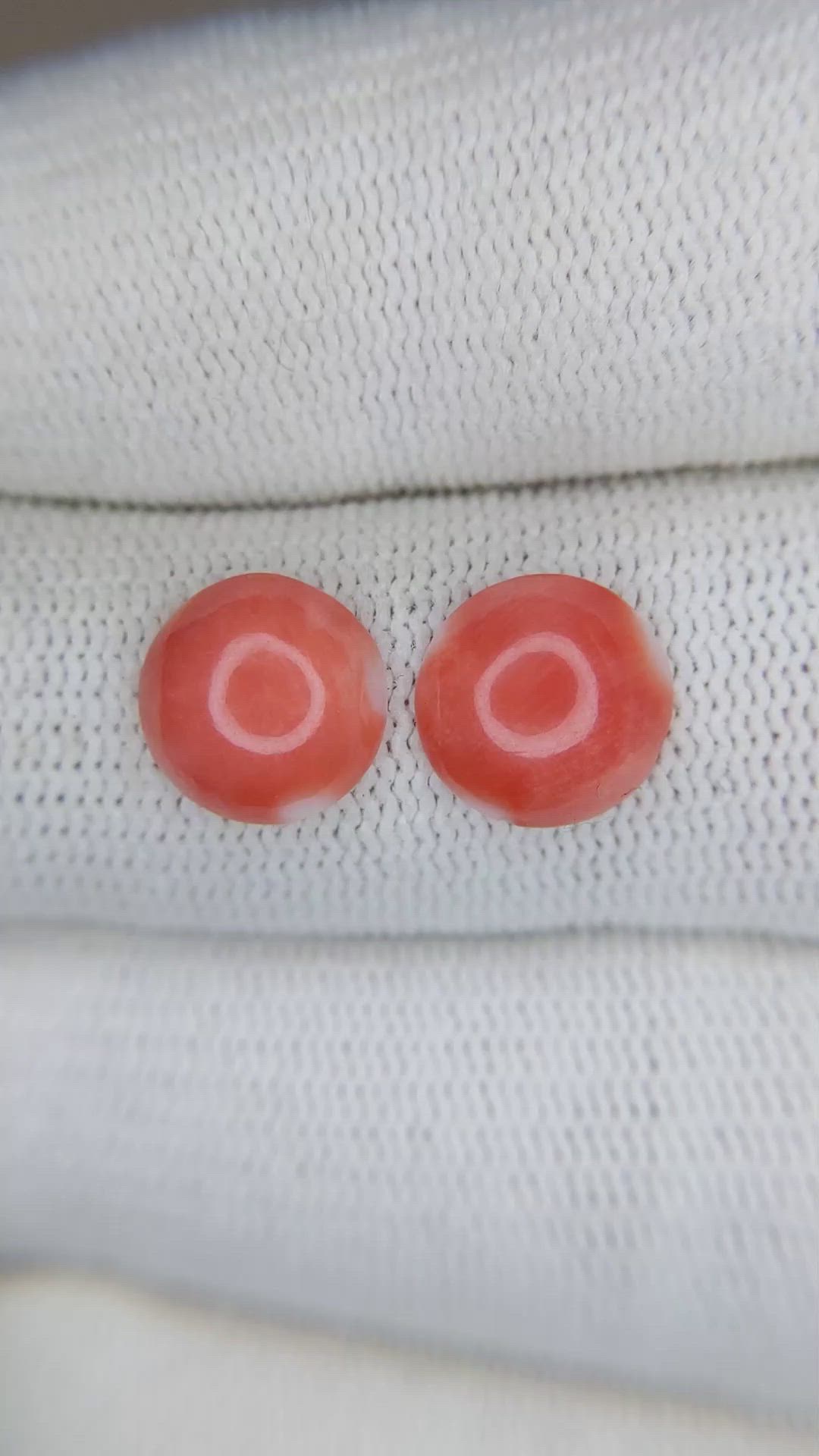 3.30 Ct.Tw.Total Carat Weight Cabochon Coral Pair from Italy Size Video