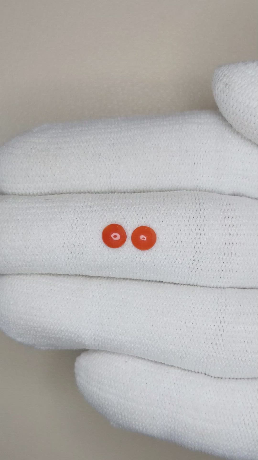 0.34&nbsp;Ct.Tw.Total Carat Weight Cabochon Coral Pair from Italy Size Video