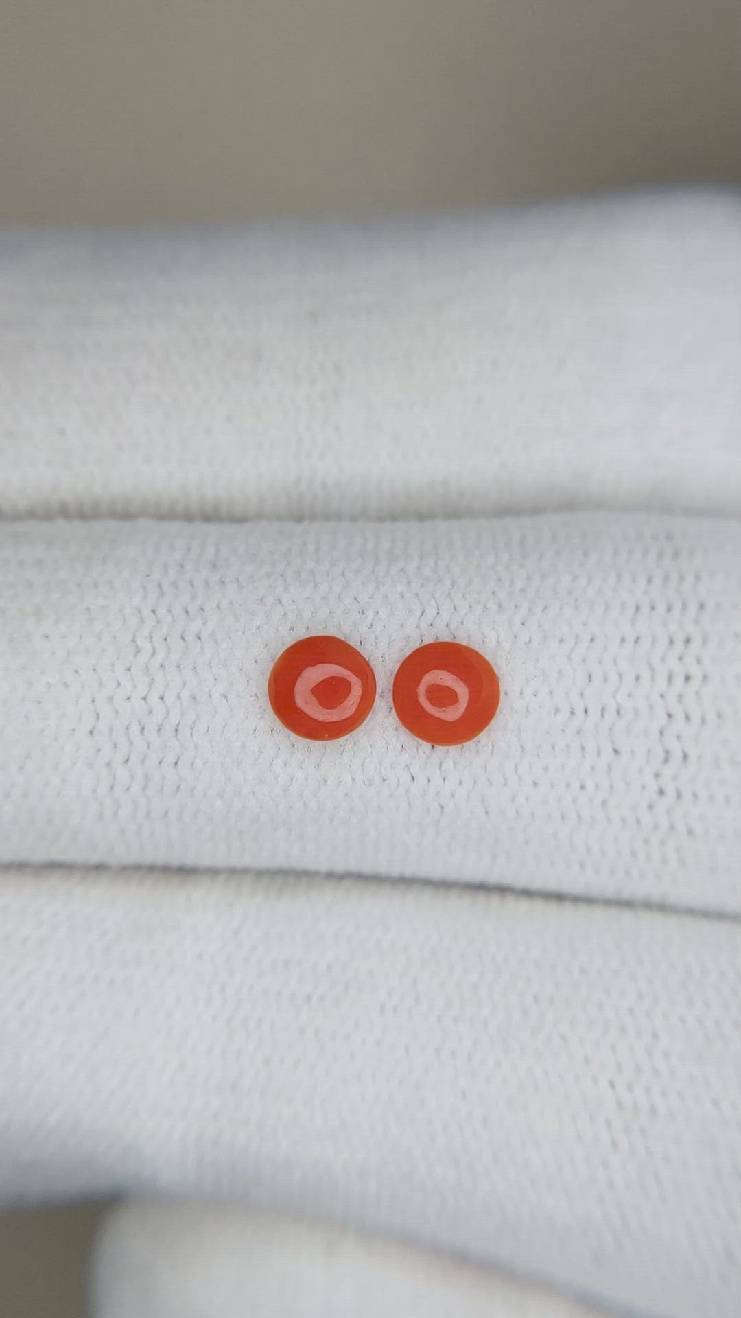 0.34&nbsp;Ct.Tw.Total Carat Weight Cabochon Coral Pair from Italy Size Video