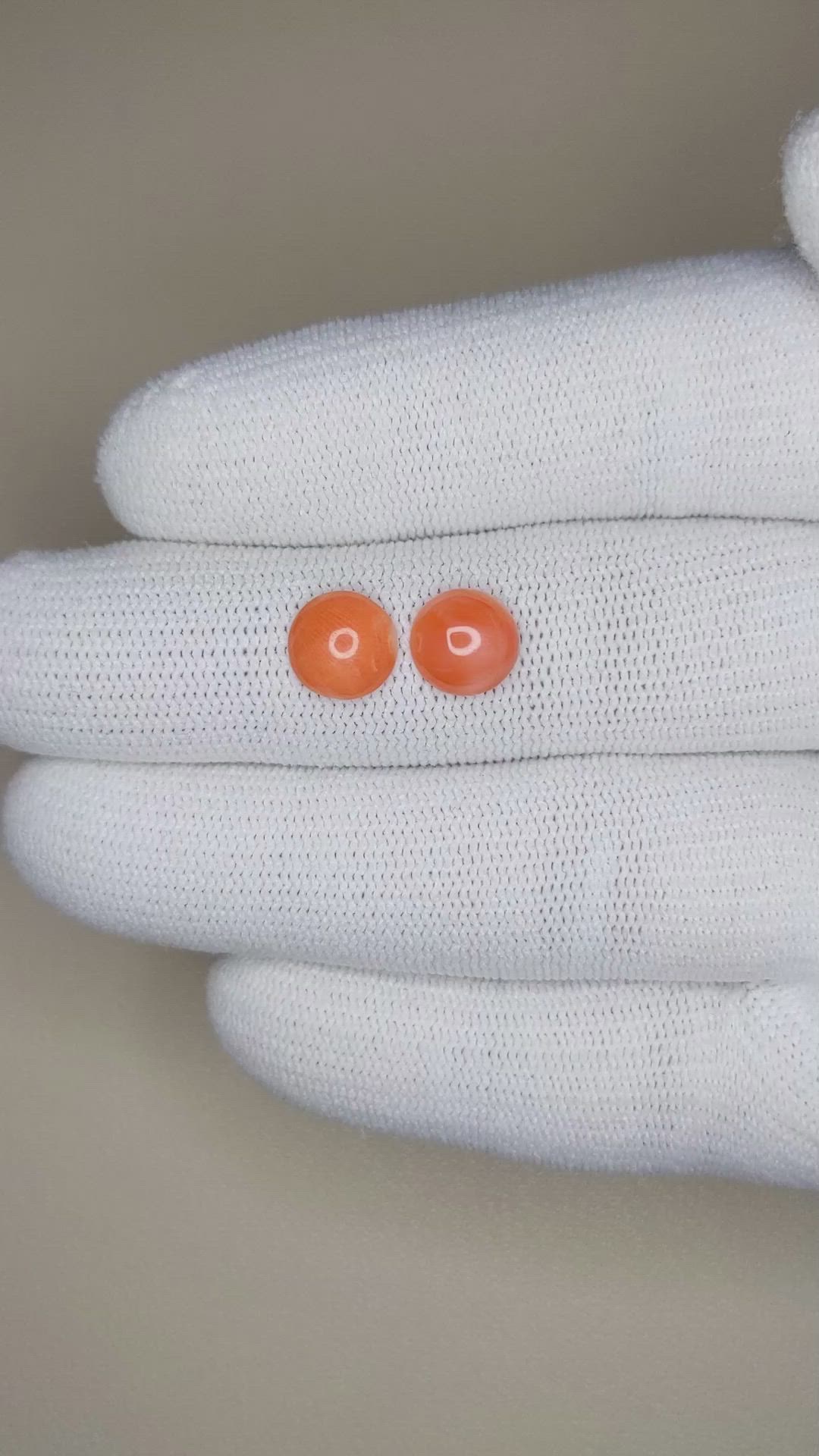 2.30 Ct.Tw.Total Carat Weight Cabochon Coral Pair from Italy Size Video