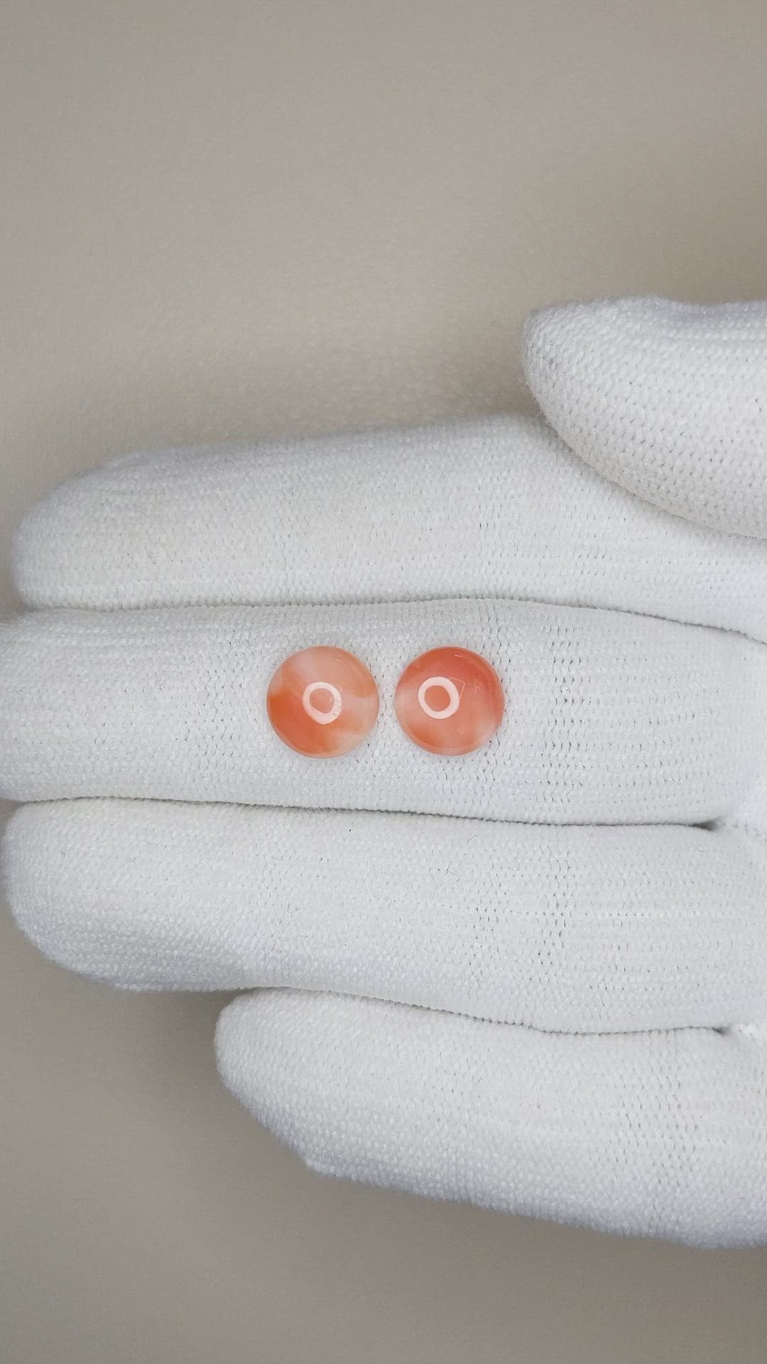 2.94&nbsp;Ct.Tw.Total Carat Weight Cabochon Coral Pair from Italy Size Video