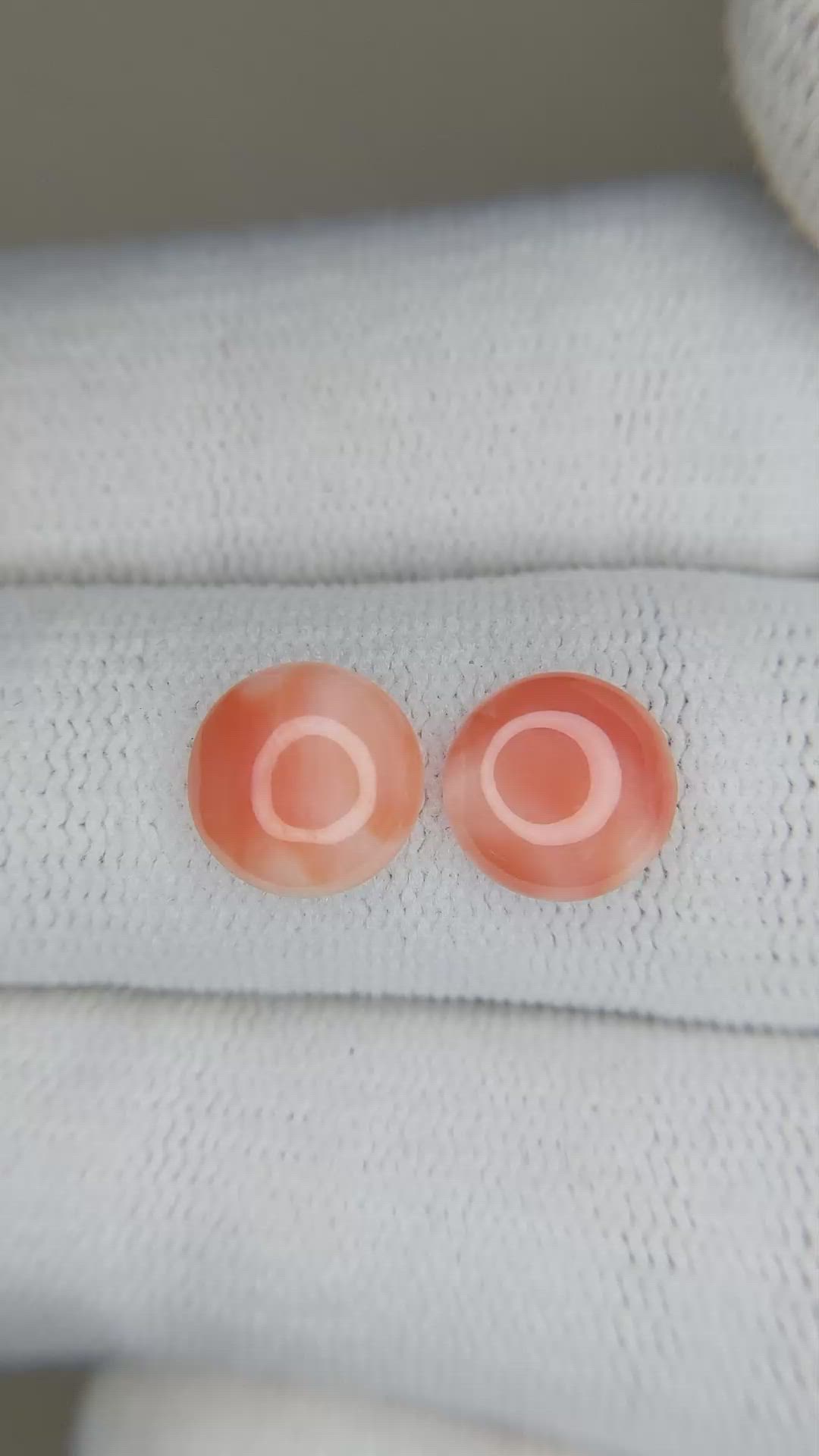 2.94&nbsp;Ct.Tw.Total Carat Weight Cabochon Coral Pair from Italy Size Video