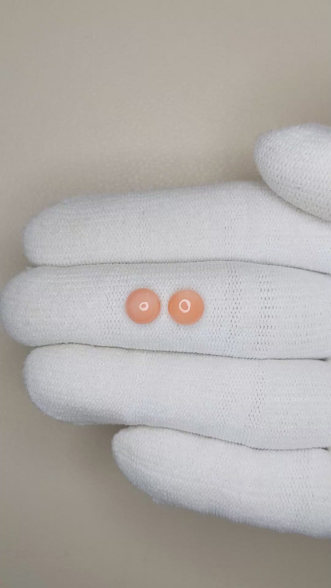 1.59&nbsp;Ct.Tw.Total Carat Weight Cabochon Coral Pair from Italy Size Video