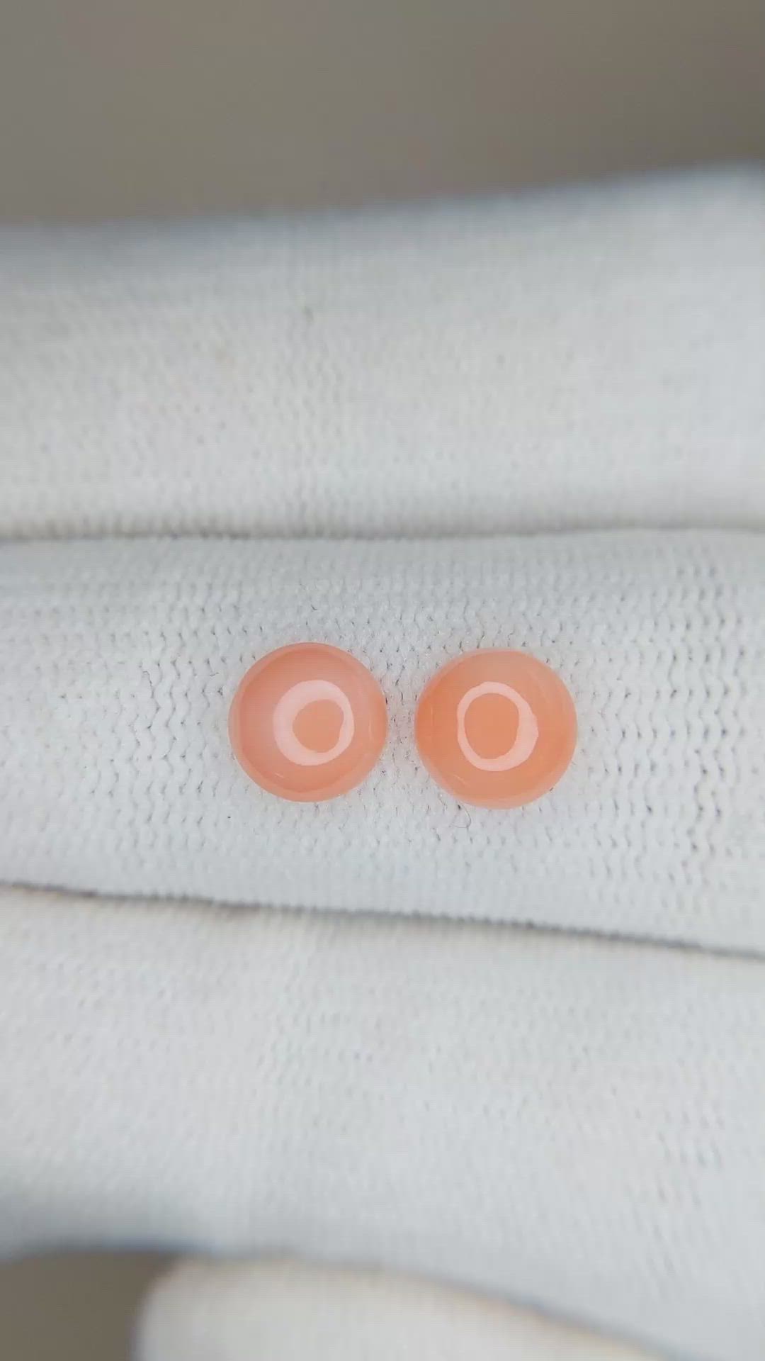 1.59&nbsp;Ct.Tw.Total Carat Weight Cabochon Coral Pair from Italy Size Video