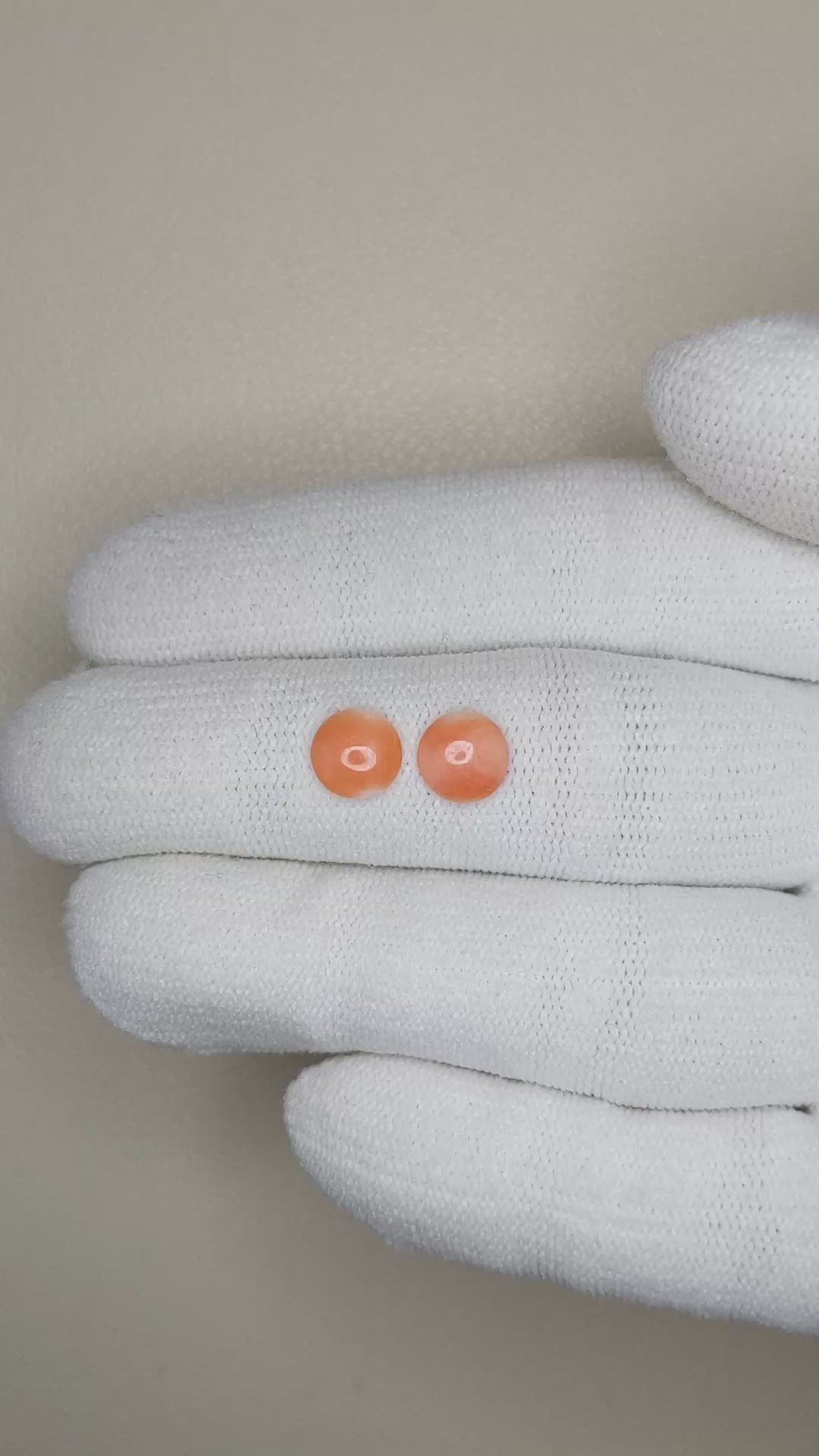 0.93&nbsp;Ct.Tw.Total Carat Weight Cabochon Coral Pair from Italy Size Video