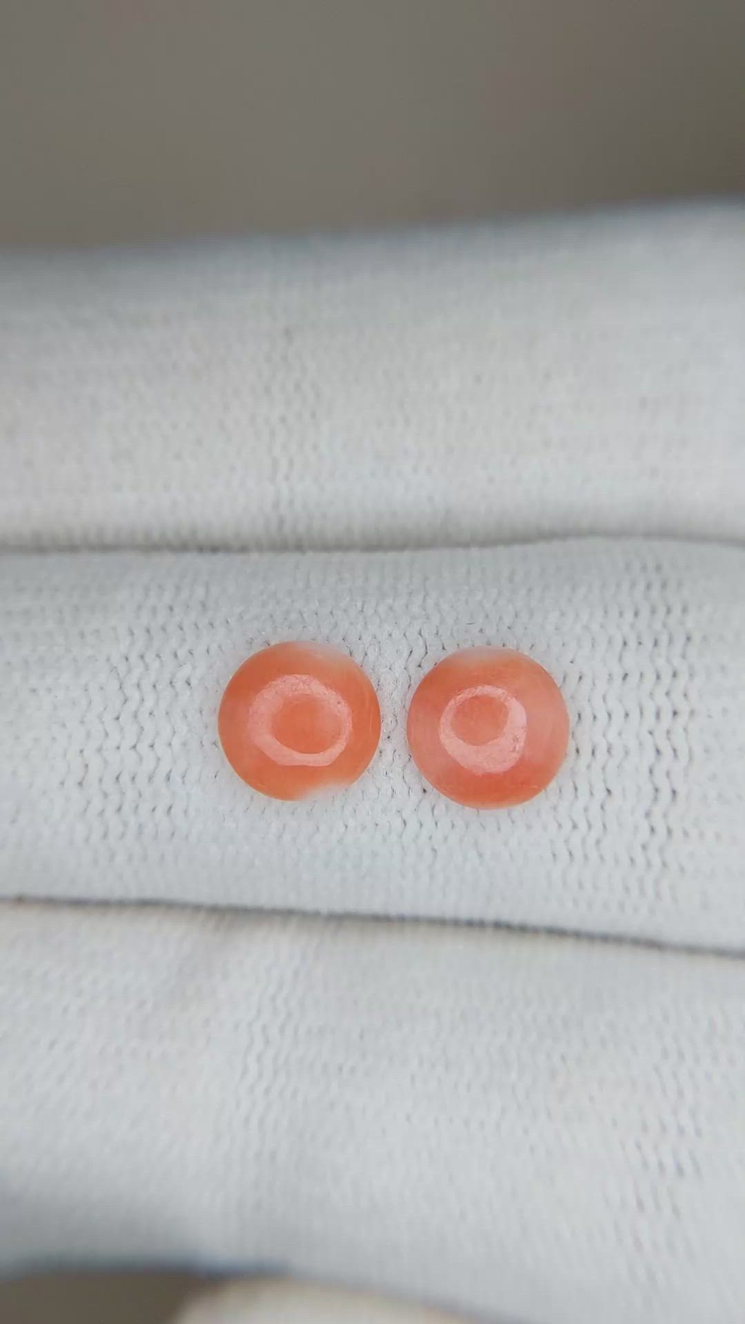 0.93&nbsp;Ct.Tw.Total Carat Weight Cabochon Coral Pair from Italy Size Video