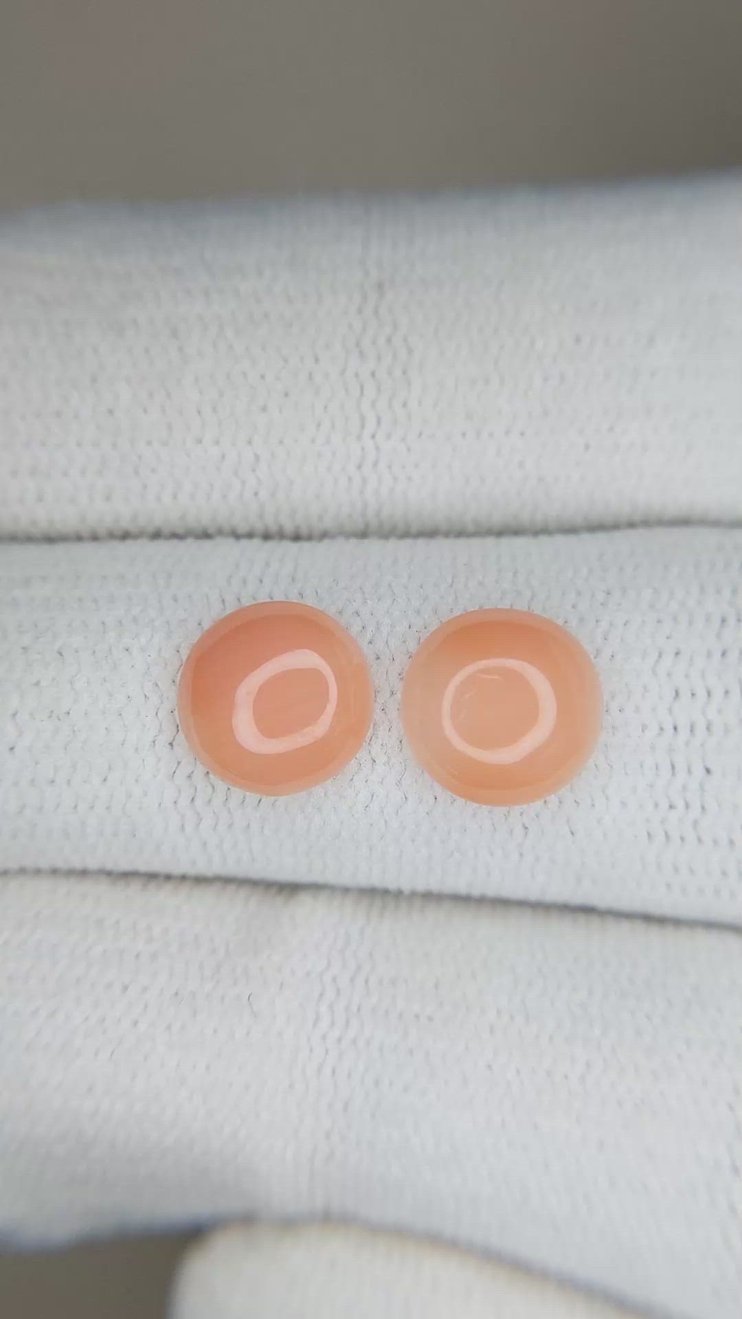 2.40 Ct.Tw.Total Carat Weight Cabochon Coral Pair from Italy Size Video