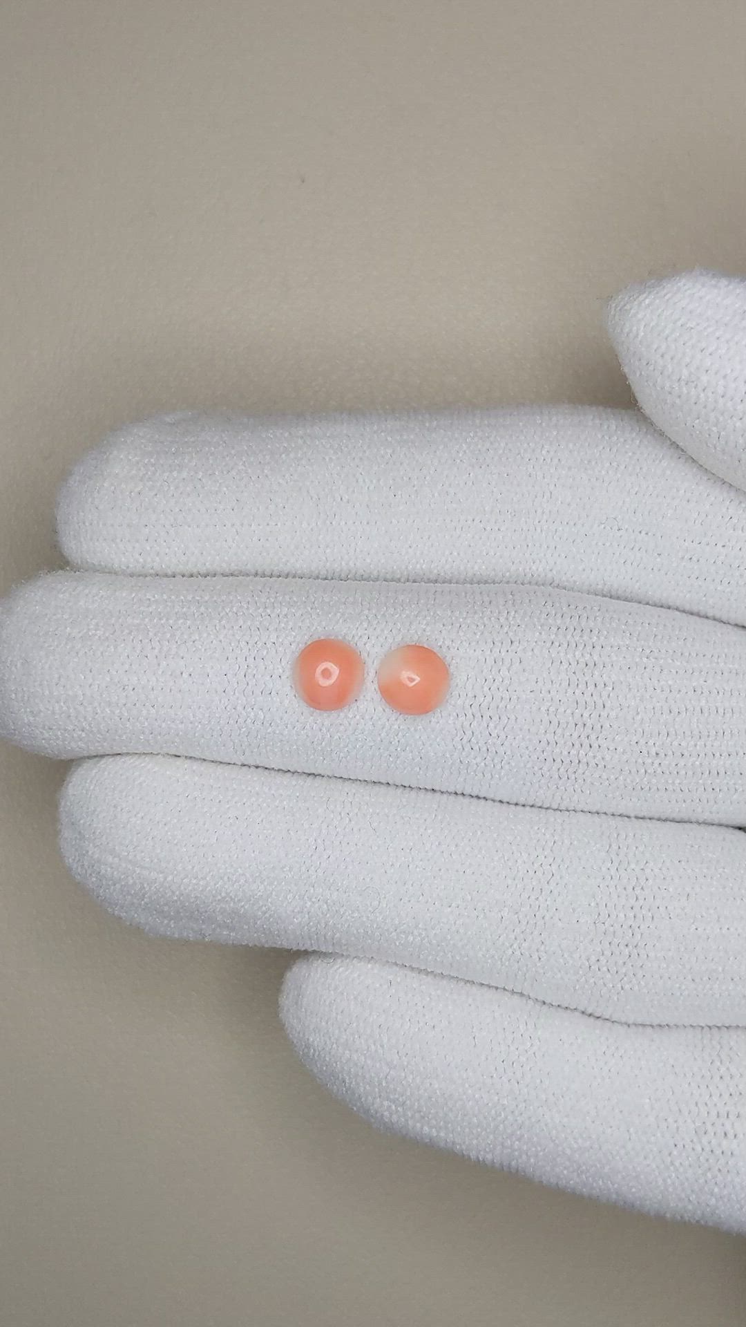 0.77&nbsp;Ct.Tw.Total Carat Weight Cabochon Coral Pair from Italy Size Video