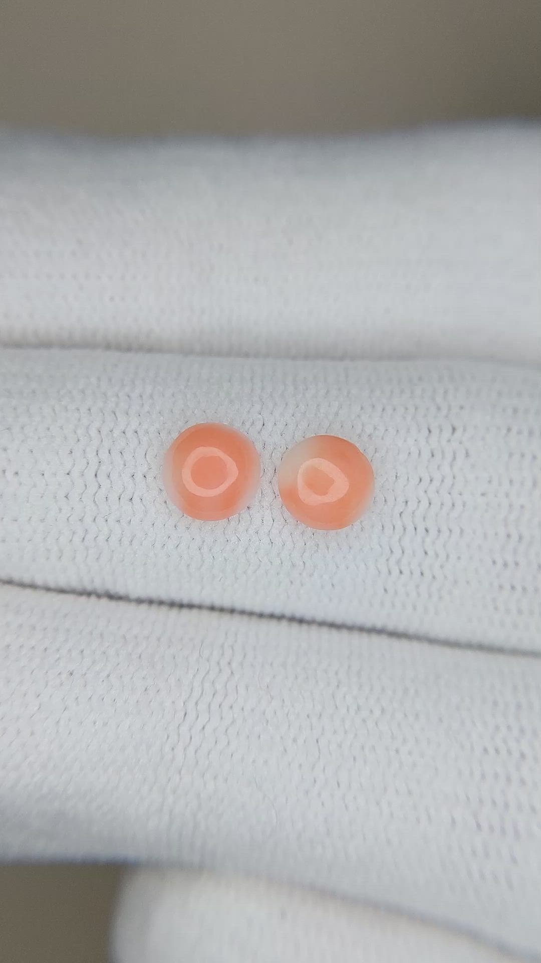 0.77&nbsp;Ct.Tw.Total Carat Weight Cabochon Coral Pair from Italy Size Video