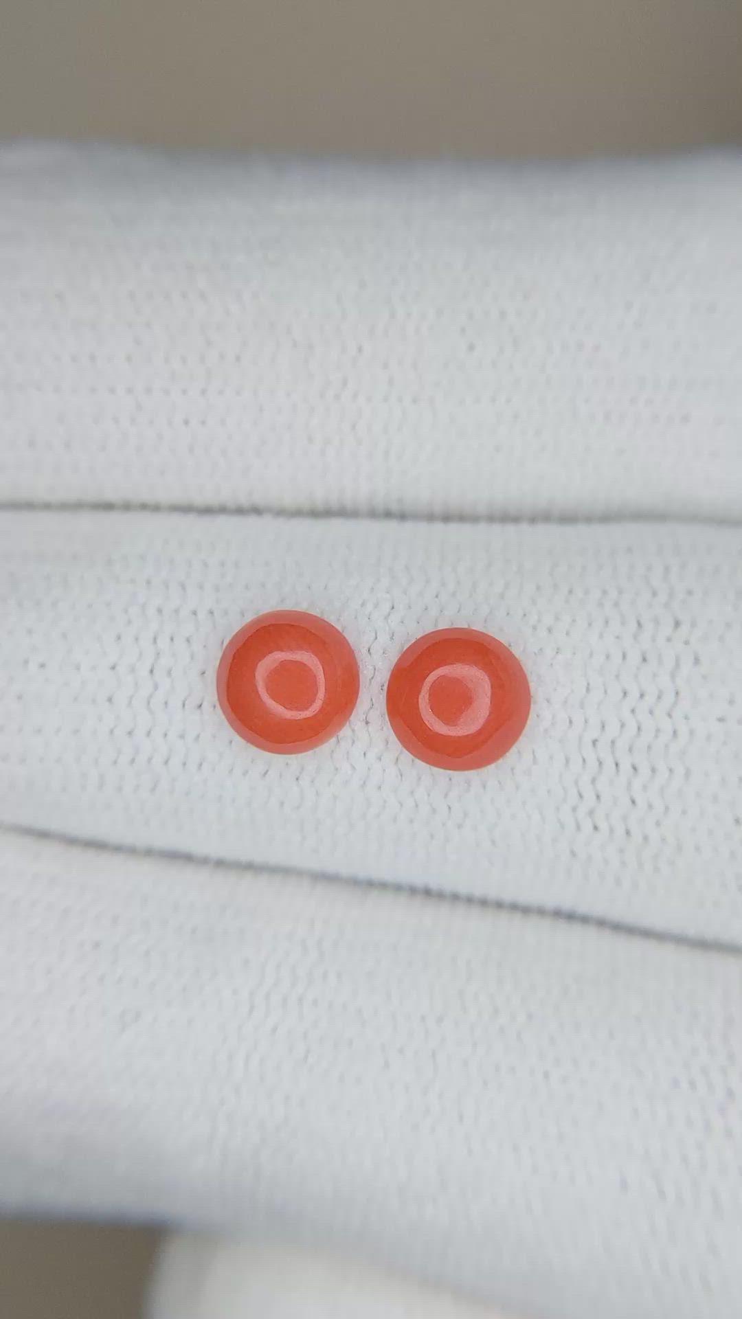 0.91&nbsp;Ct.Tw.Total Carat Weight Cabochon Coral Pair from Italy Size Video