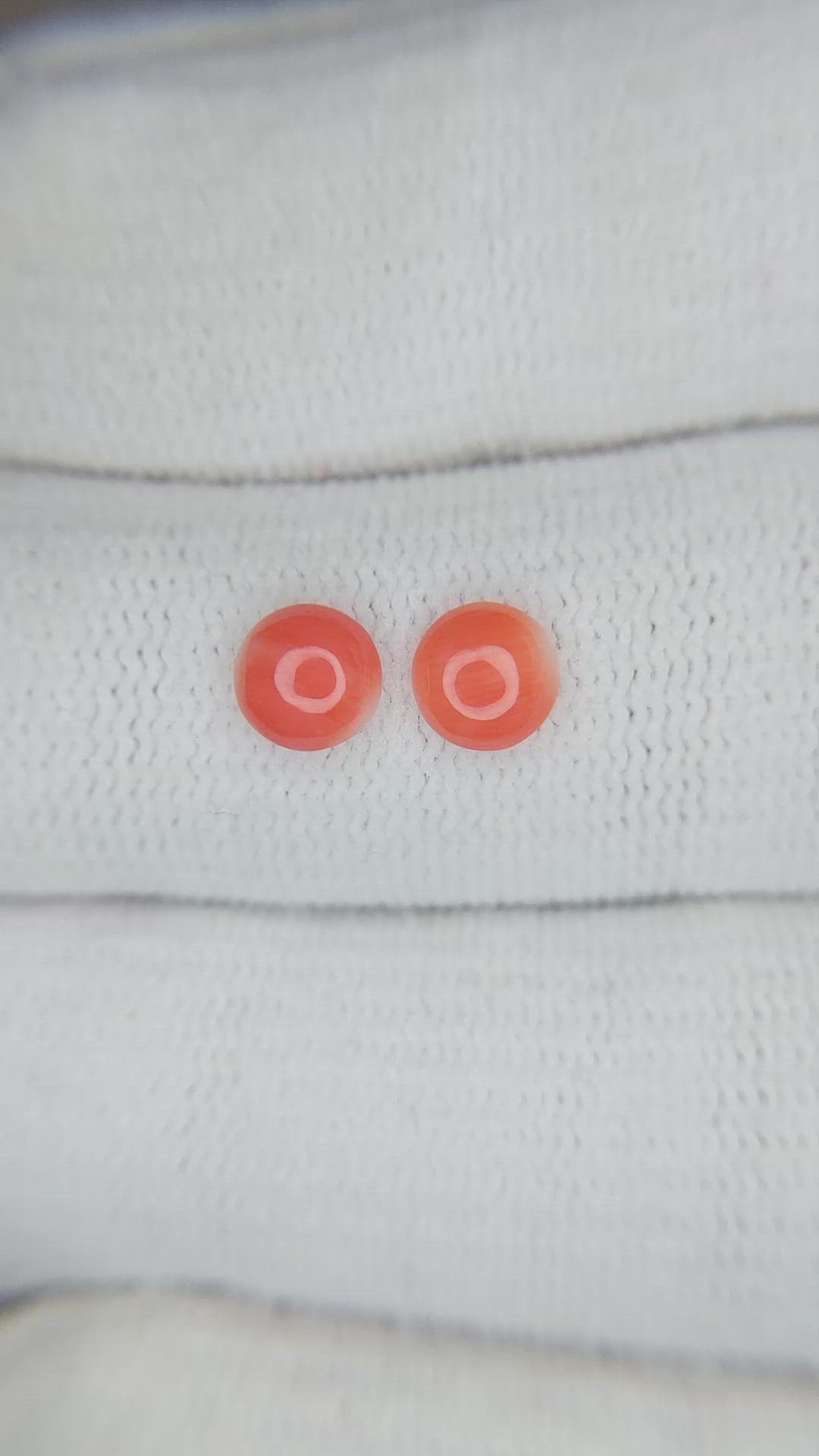 0.83&nbsp;Ct.Tw.Total Carat Weight Cabochon Coral Pair from Italy Size Video