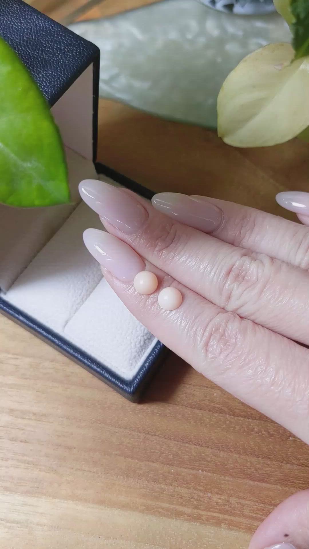 2.27&nbsp;Ct.Tw.Total Carat Weight Cabochon Coral Pair from Italy Size Video