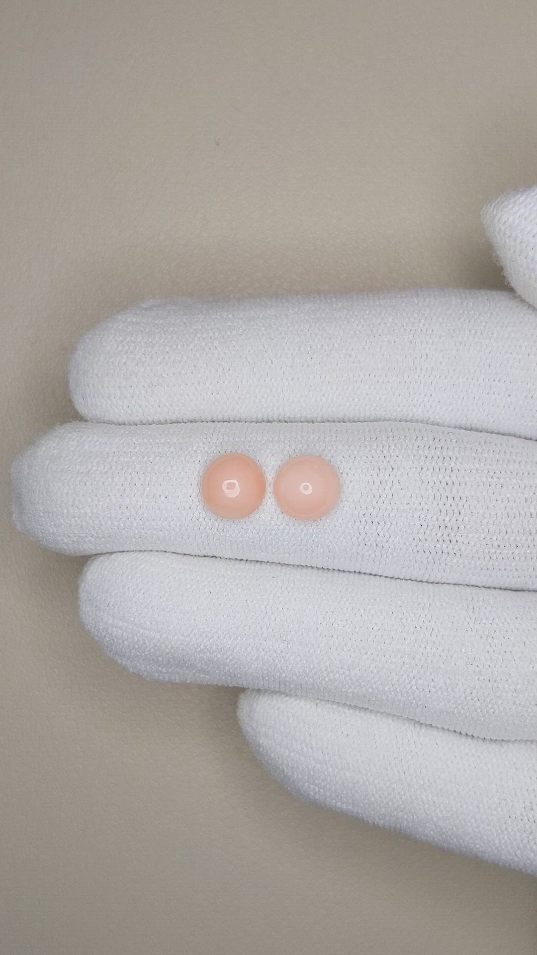 2.27&nbsp;Ct.Tw.Total Carat Weight Cabochon Coral Pair from Italy Size Video