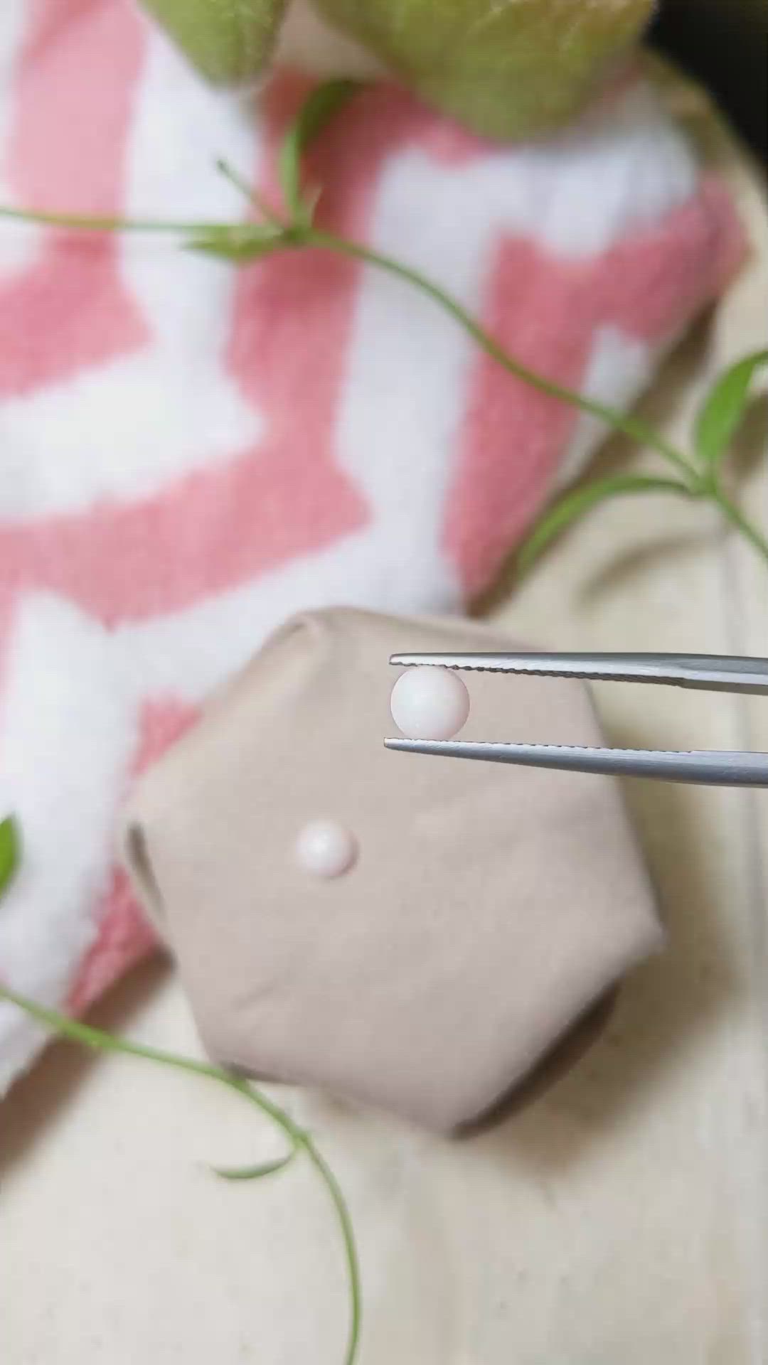 0.84 Ct.Tw.Total Carat Weight Cabochon Coral Pair from Italy Size Video