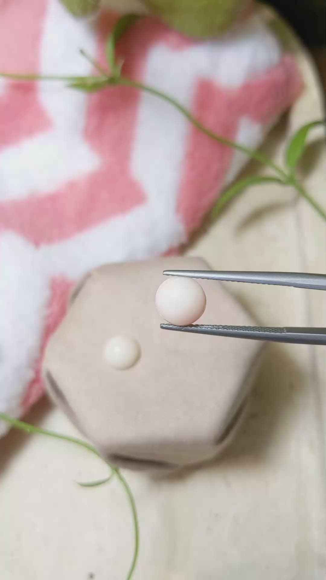 3.62&nbsp;Ct.Tw.Total Carat Weight Cabochon Coral Pair from Italy Size Video