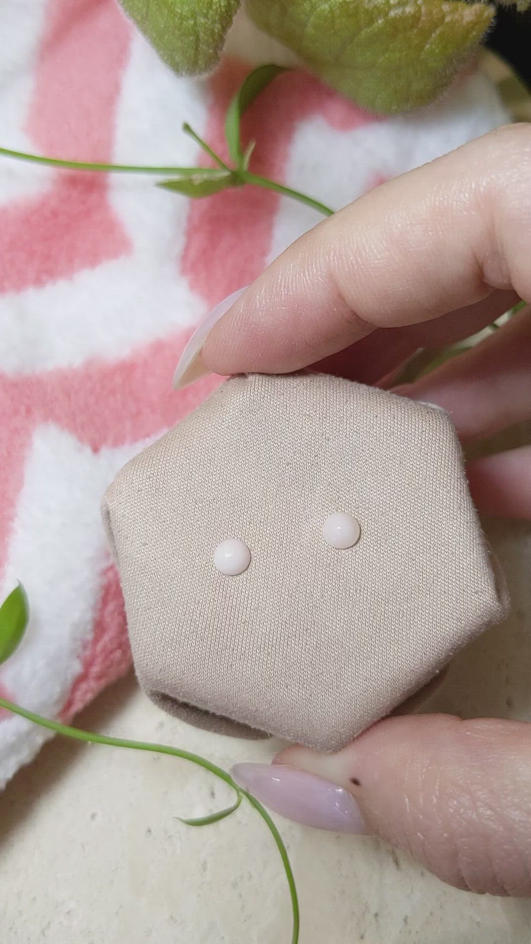 0.51 Ct.Tw.Total Carat Weight Cabochon Coral Pair from Italy Size Video