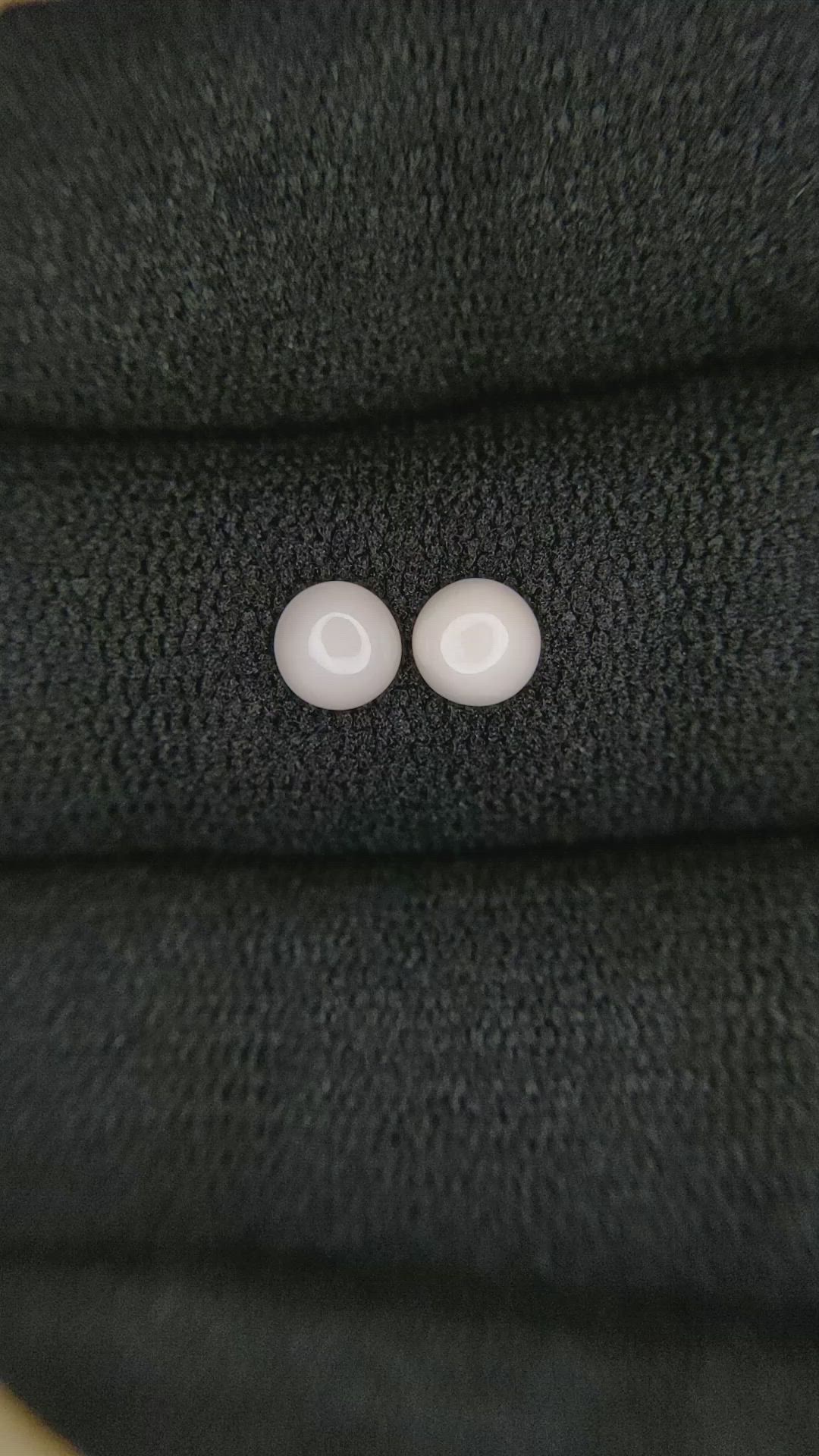 0.51 Ct.Tw.Total Carat Weight Cabochon Coral Pair from Italy Size Video