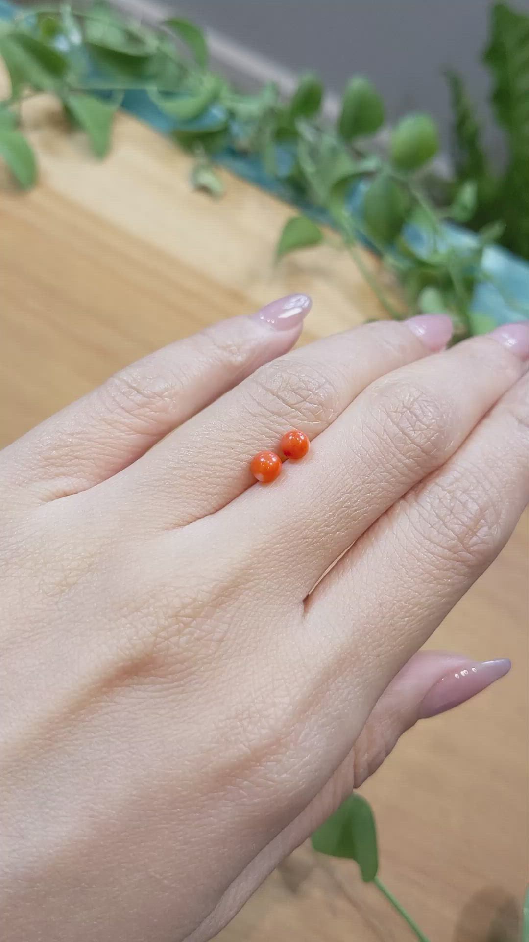 1.18&nbsp;Ct.Tw.Total Carat Weight Coral Pair from Italy Size Video