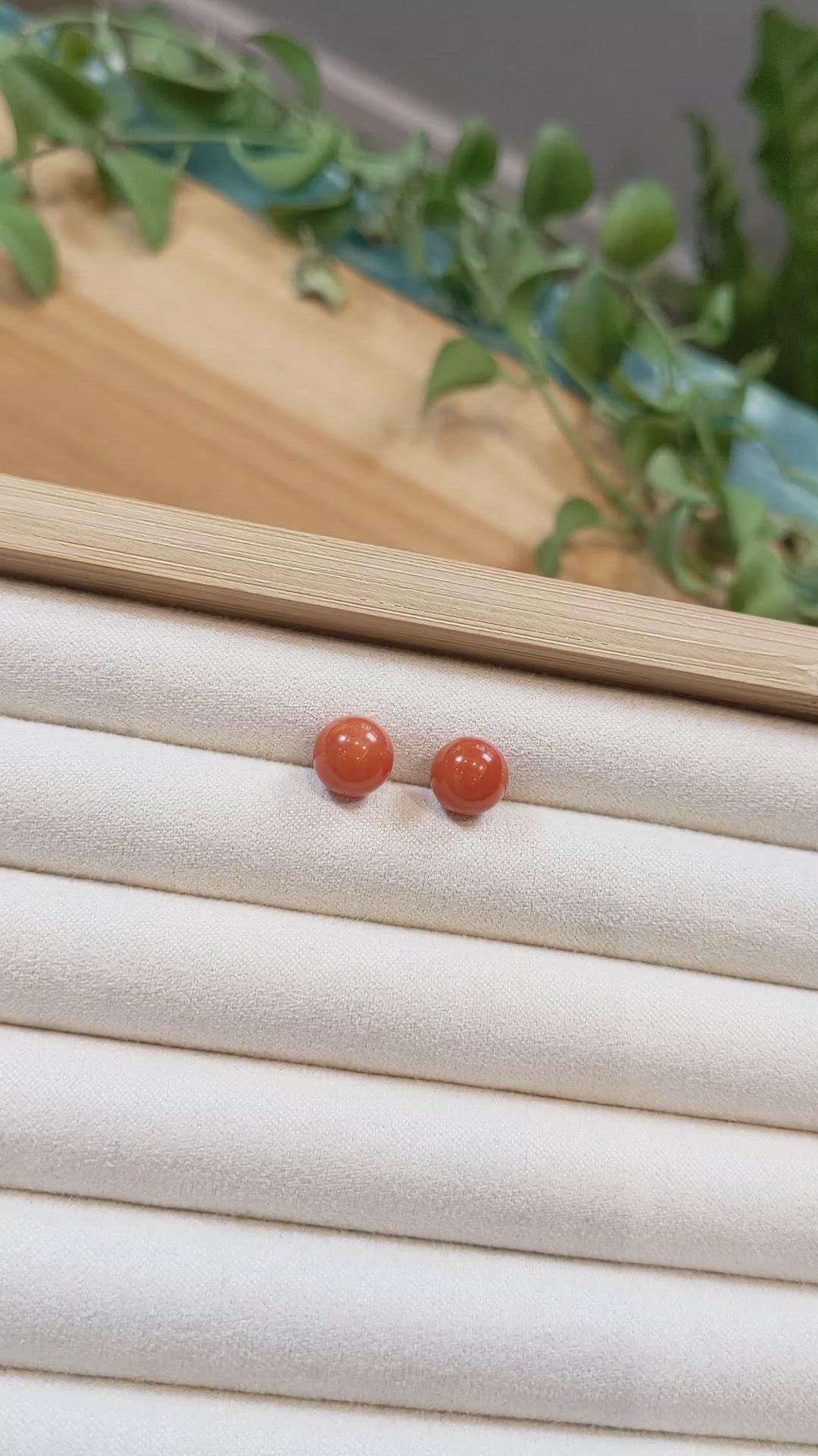 10.81&nbsp;Ct.Tw.Total Carat Weight Cabochon Coral Pair from Italy Size Video