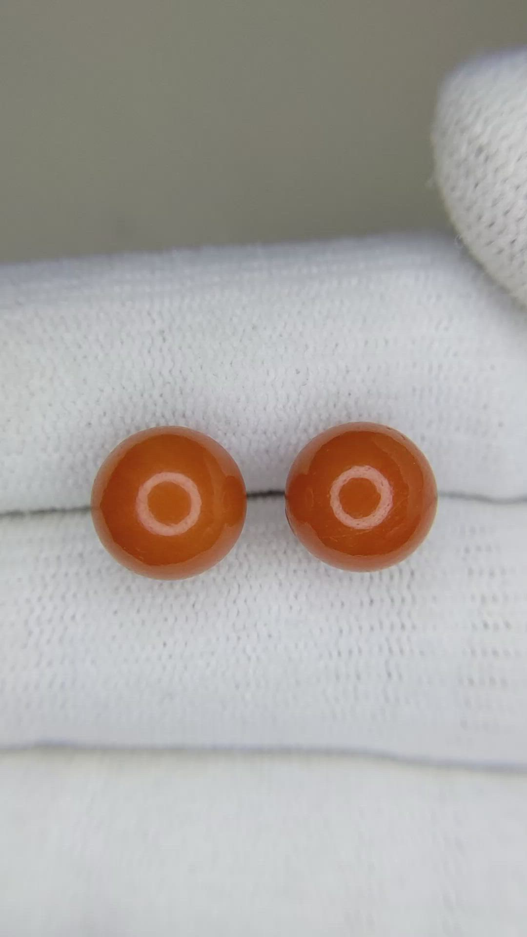 10.81&nbsp;Ct.Tw.Total Carat Weight Cabochon Coral Pair from Italy Size Video