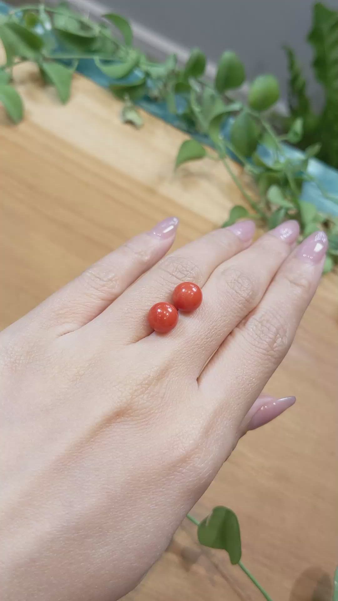 8.88&nbsp;Ct.Tw.Total Carat Weight Coral Pair from Italy Size Video