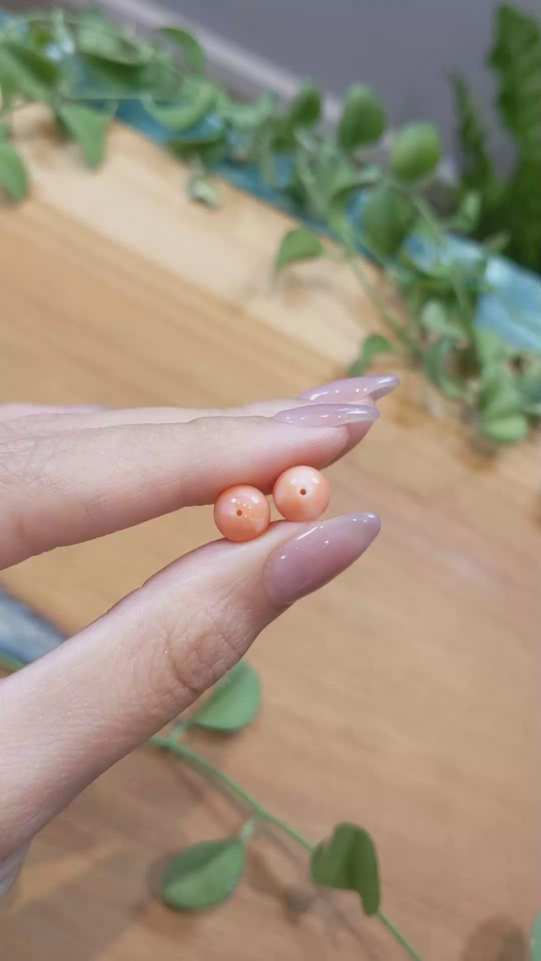 7.51 Ct.Tw.Total Carat Weight Coral Pair from Italy Size Video