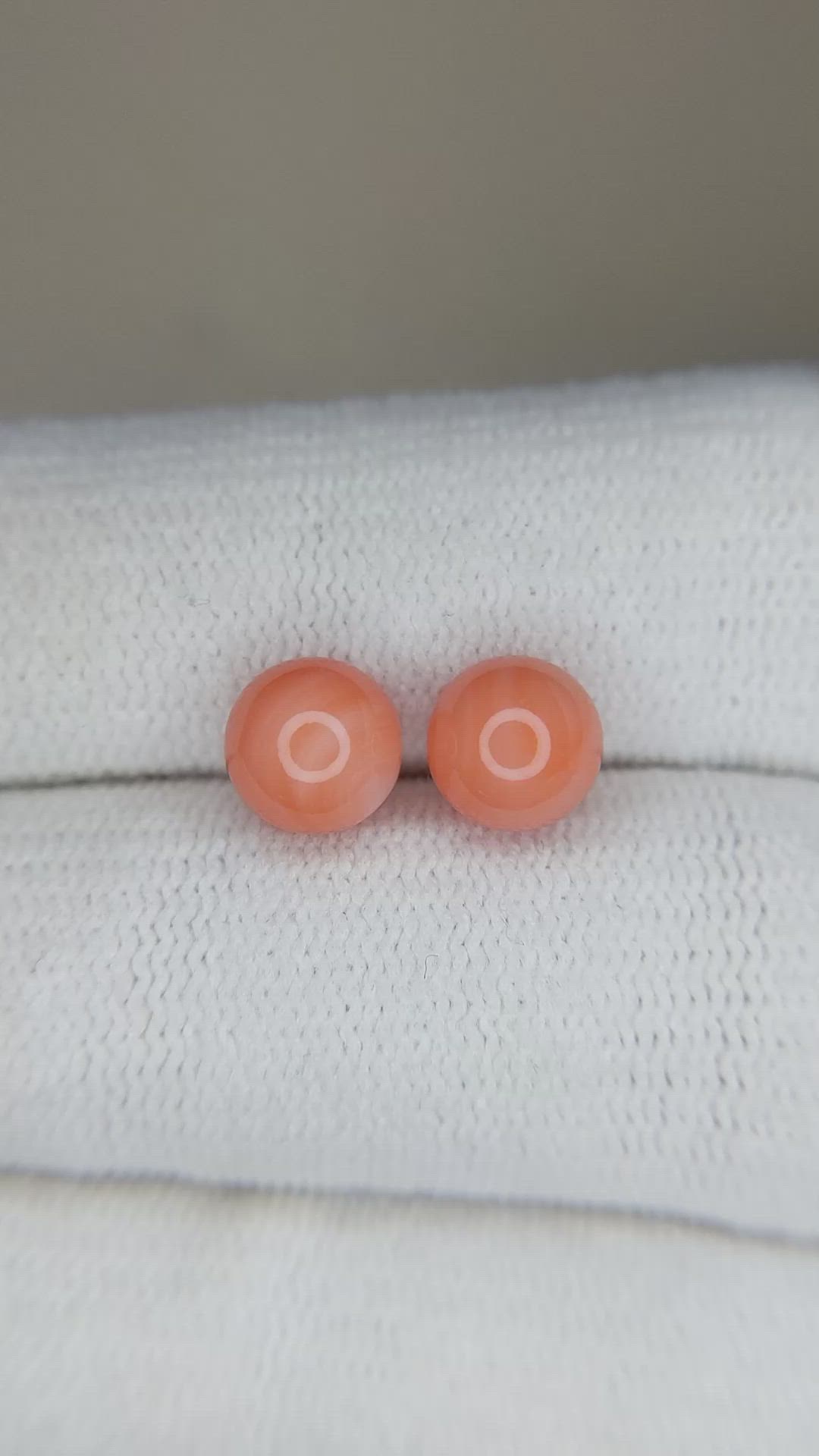 3.57 Ct.Tw.Total Carat Weight Coral Pair from Italy Size Video