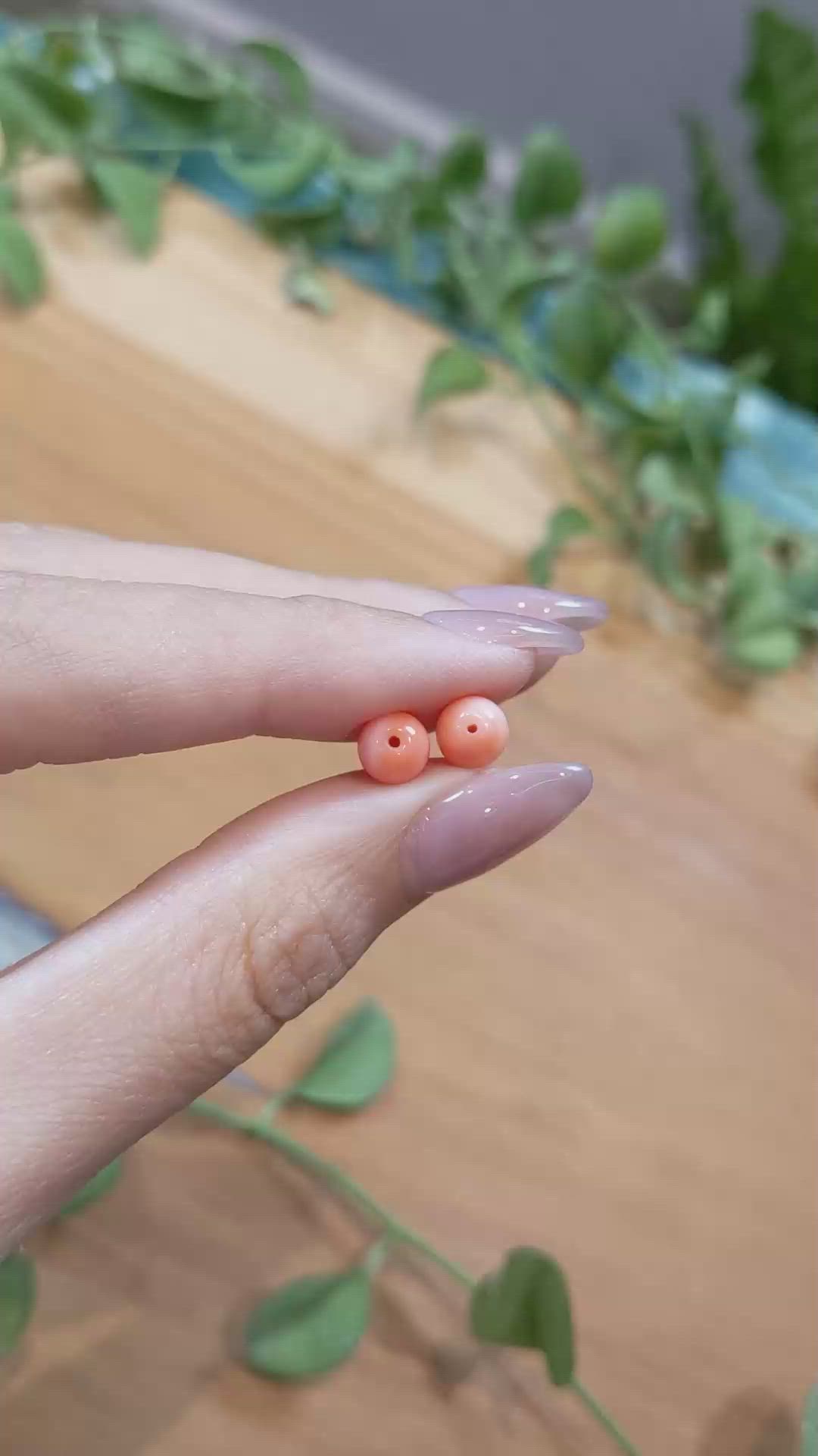 3.57 Ct.Tw.Total Carat Weight Coral Pair from Italy Size Video