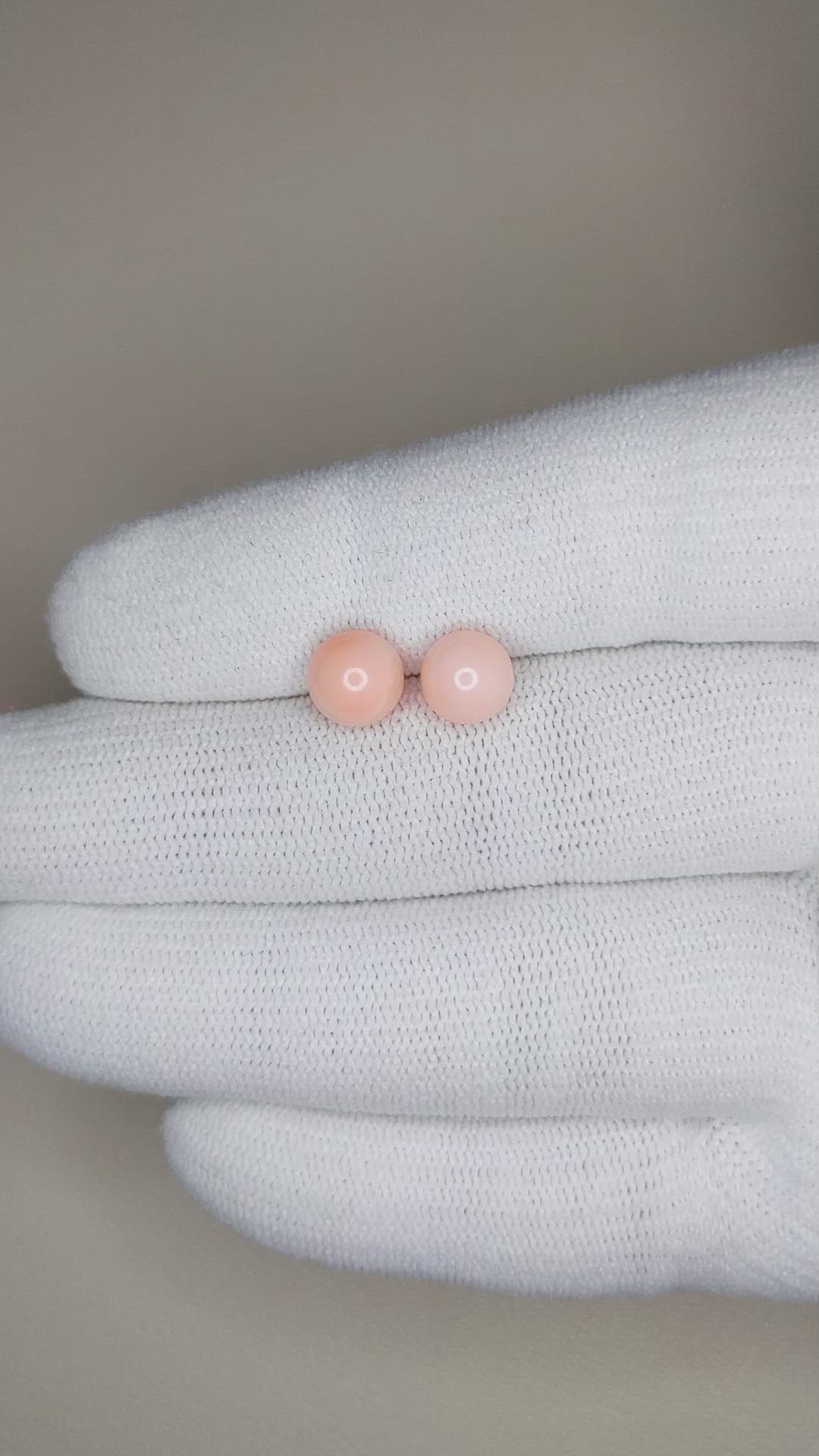 4.23 Ct.Tw.Total Carat Weight Cabochon Coral Pair from Italy Size Video