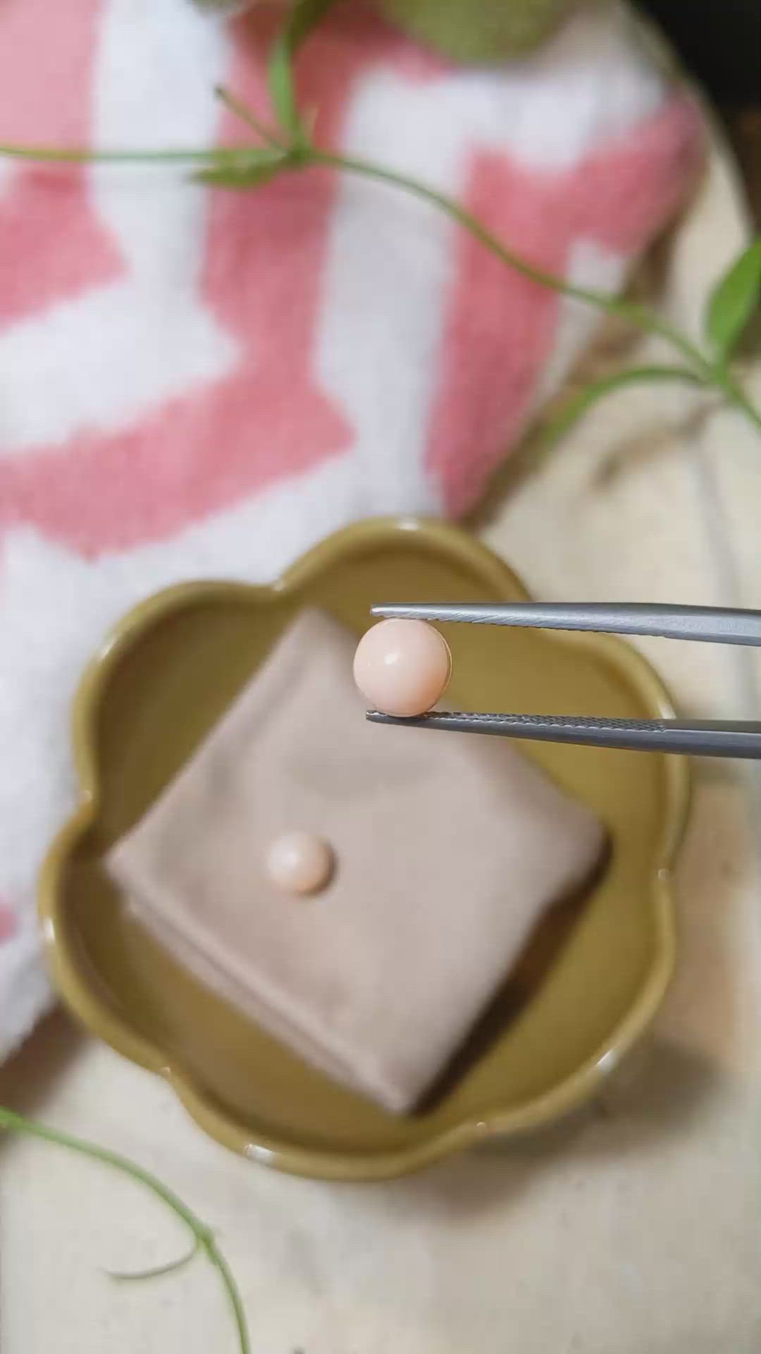 4.23 Ct.Tw.Total Carat Weight Cabochon Coral Pair from Italy Size Video