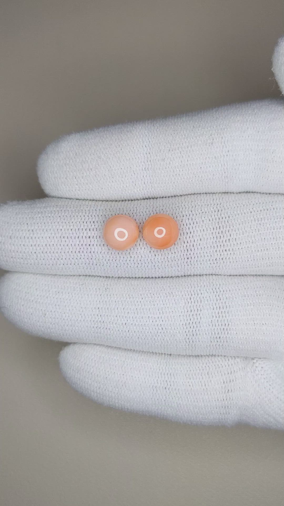 3.49 Ct.Tw.Total Carat Weight Cabochon Coral Pair from Italy Size Video