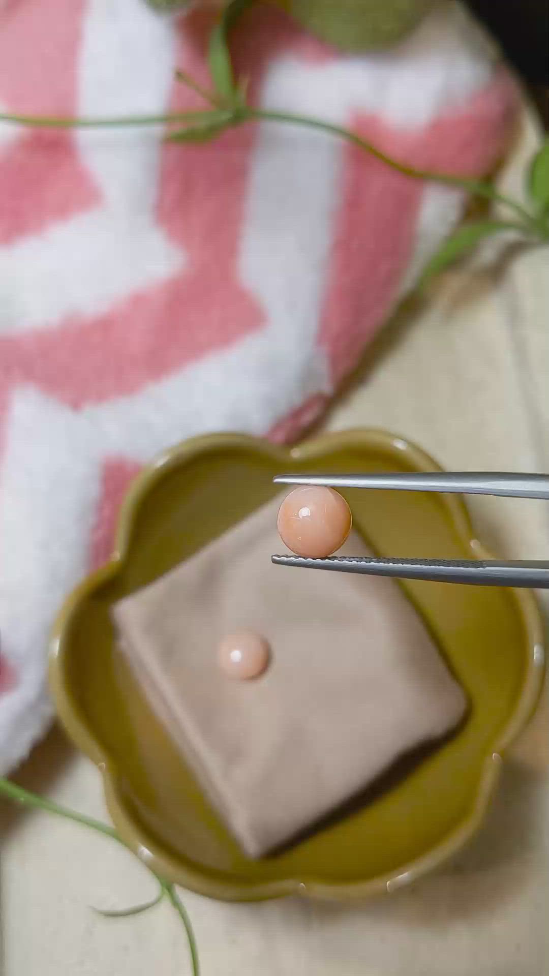 3.49 Ct.Tw.Total Carat Weight Cabochon Coral Pair from Italy Size Video