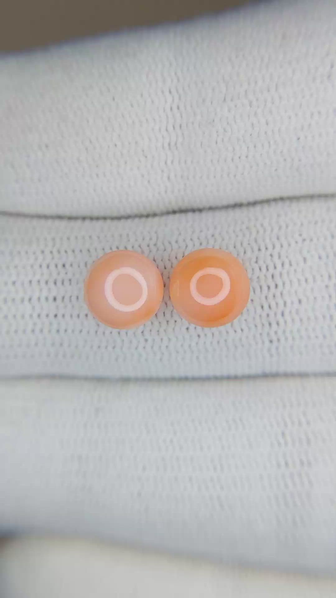 3.49 Ct.Tw.Total Carat Weight Cabochon Coral Pair from Italy Size Video