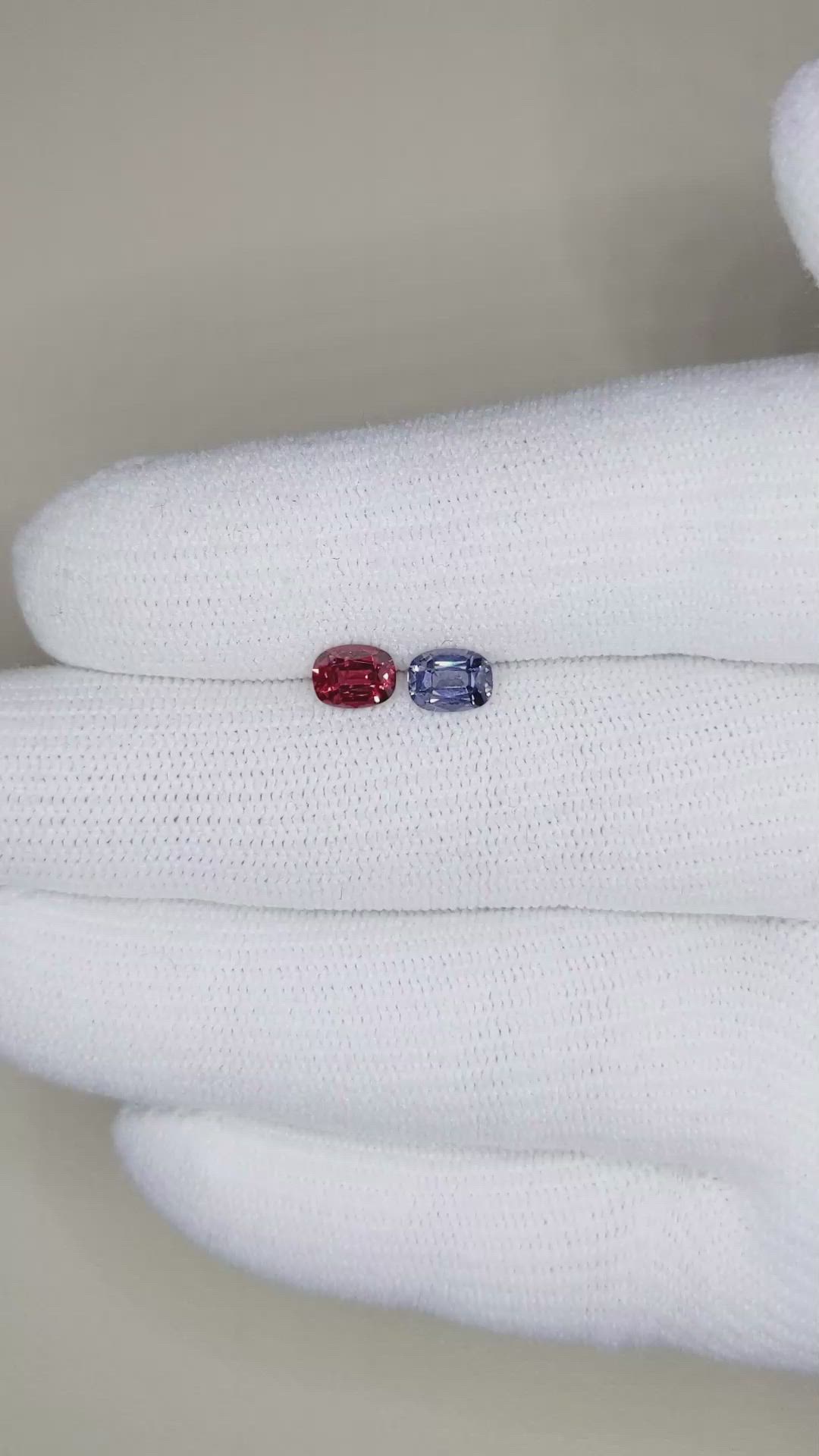 1.14&nbsp;Ct.Tw.Total Carat Weight Spinel Pair from Burma (Myanmar) Size Video