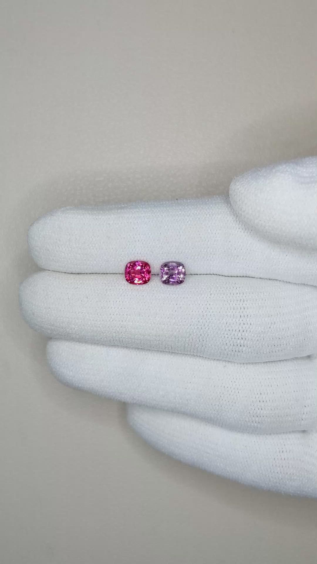 1.34&nbsp;Ct.Tw.Total Carat Weight Spinel Pair from Burma (Myanmar) Size Video