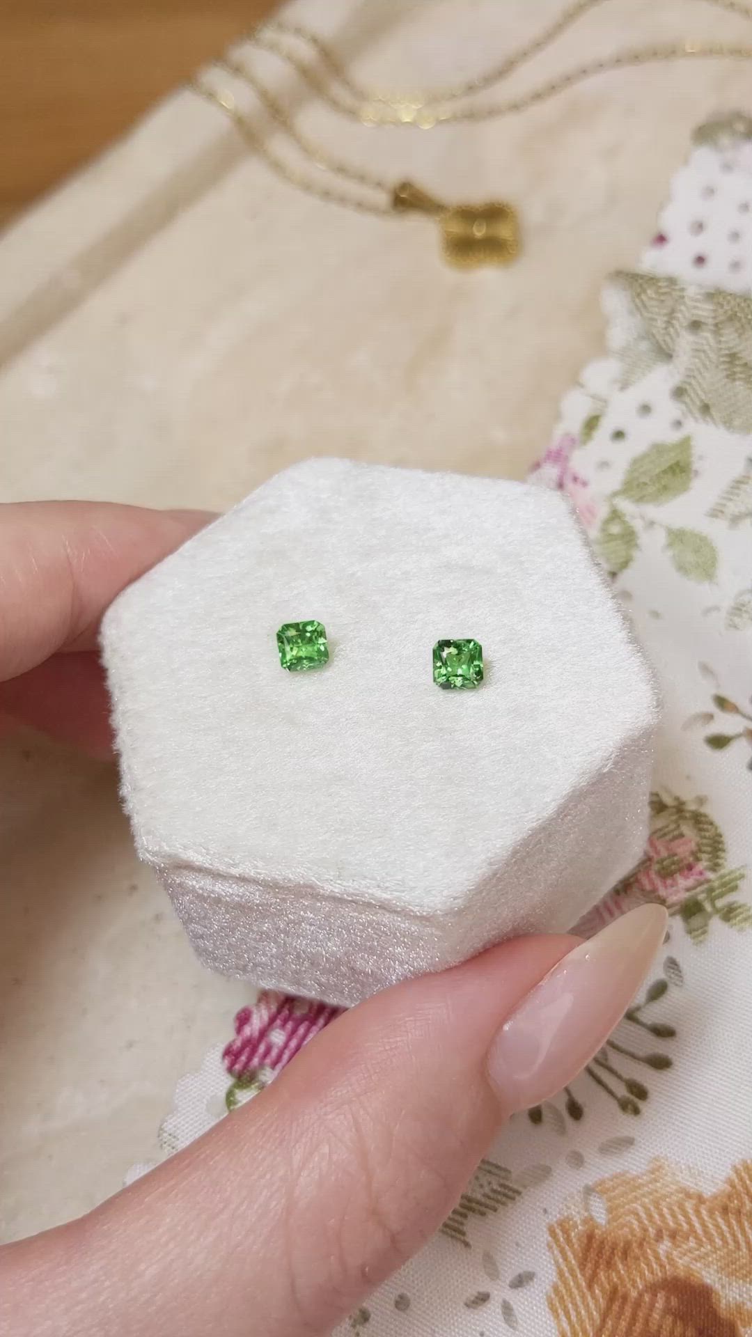 0.95 Ct.Tw.Total Carat Weight Tsavorite Garnet Pair from Tanzania Size Video