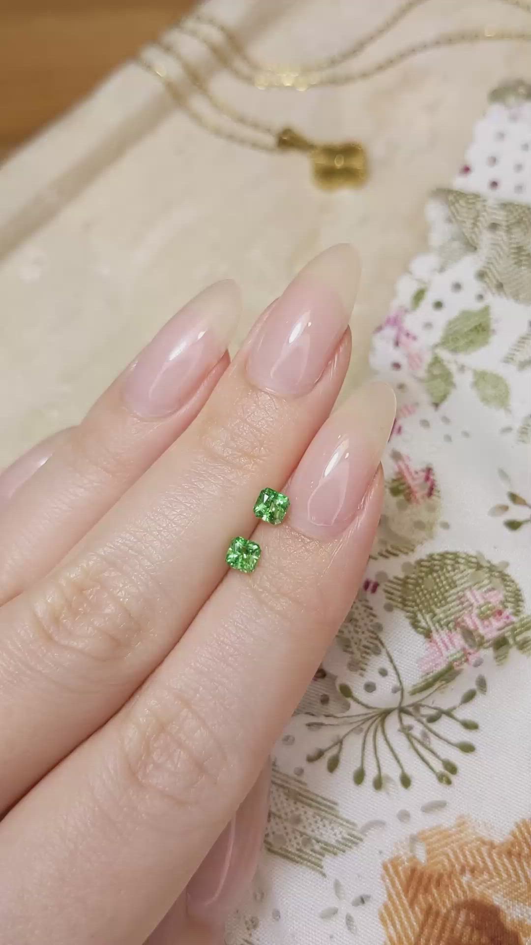 0.79 Ct.Tw.Total Carat Weight Tsavorite Garnet Pair from Tanzania Size Video